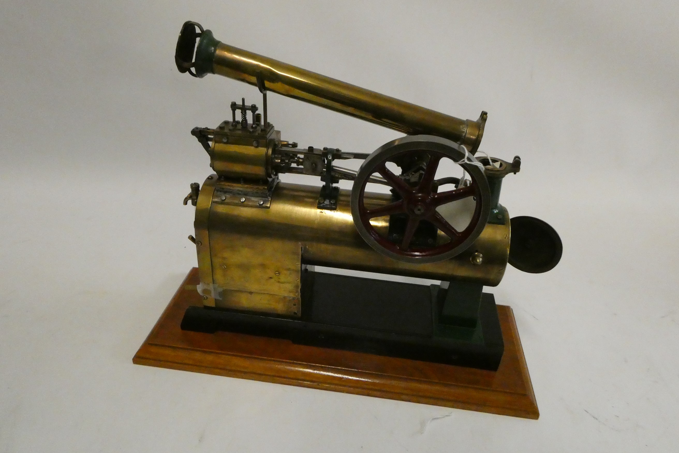 A locomotive boiler over type single cylinder steam engine, brass spirit boiler with under-tubes, Image