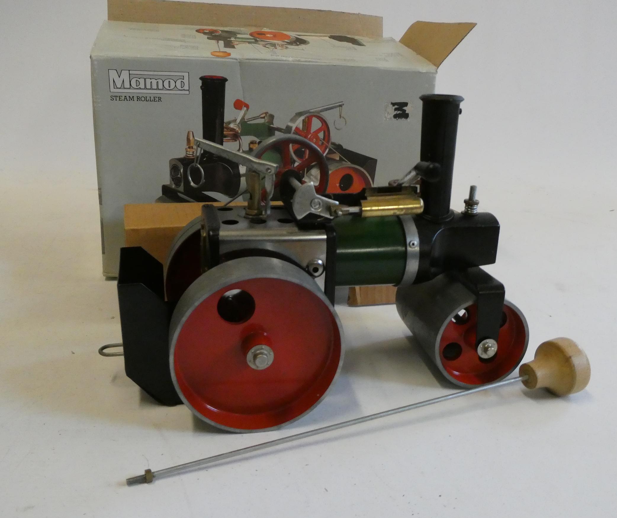 Mamod SR1A Steamroller, very little use, boxed, excellent, a Mamod Trailer finished in green, some Image