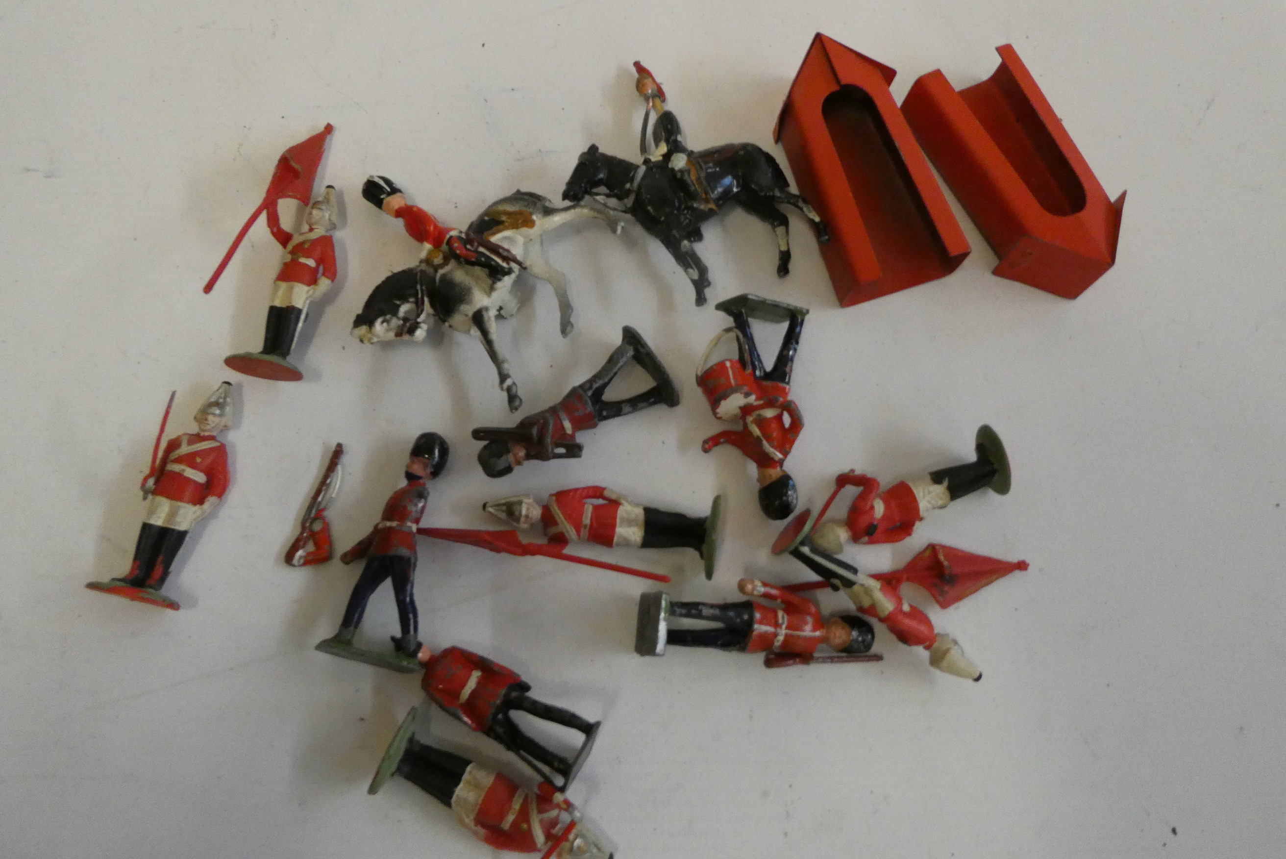 Small number of unboxed soldiers including Household Guards, Life Guards and two pill boxes, Fair to Image