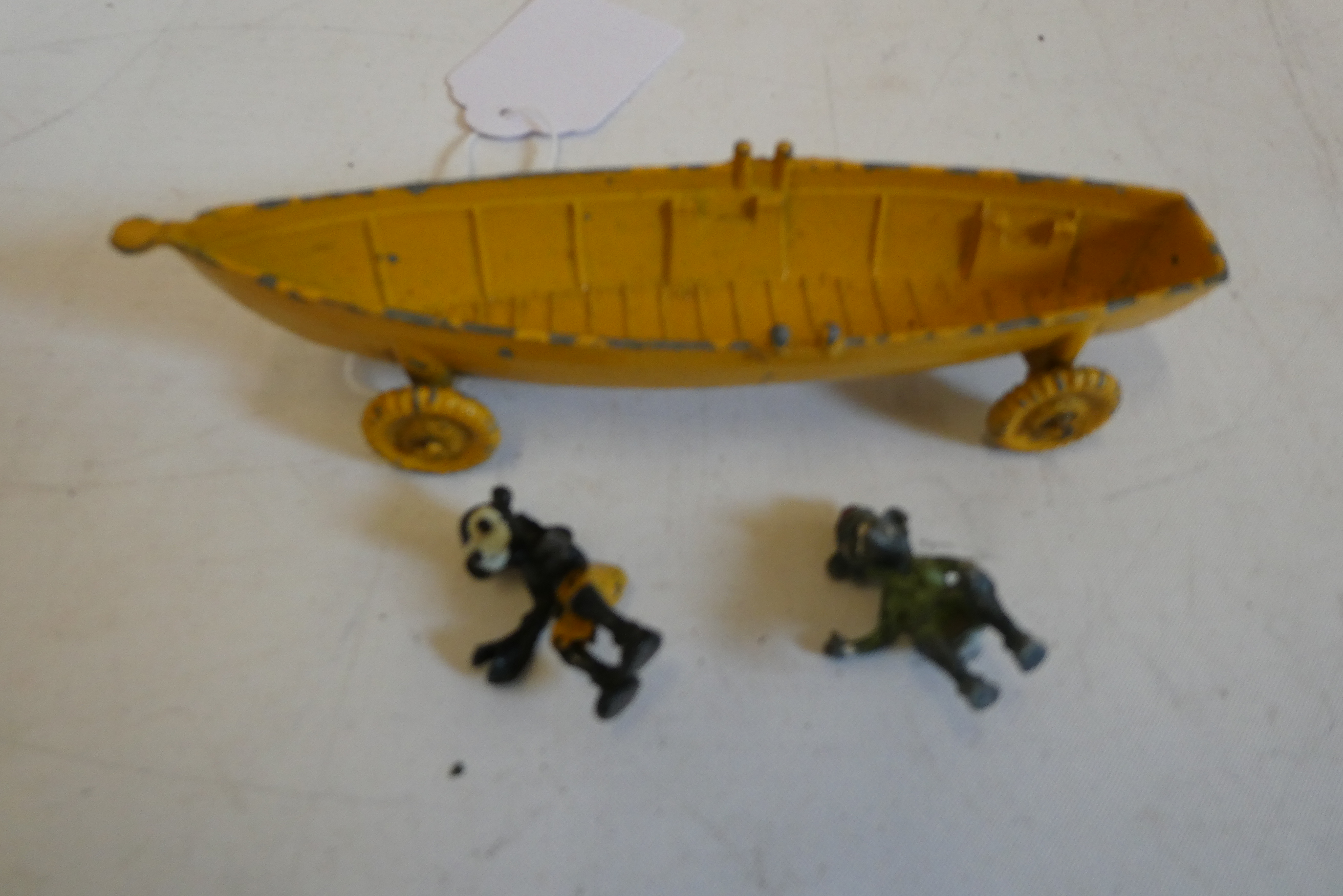 Mickey and Minnie Mouse "On the River" rowing boat with two figures, oars missing, fair Image