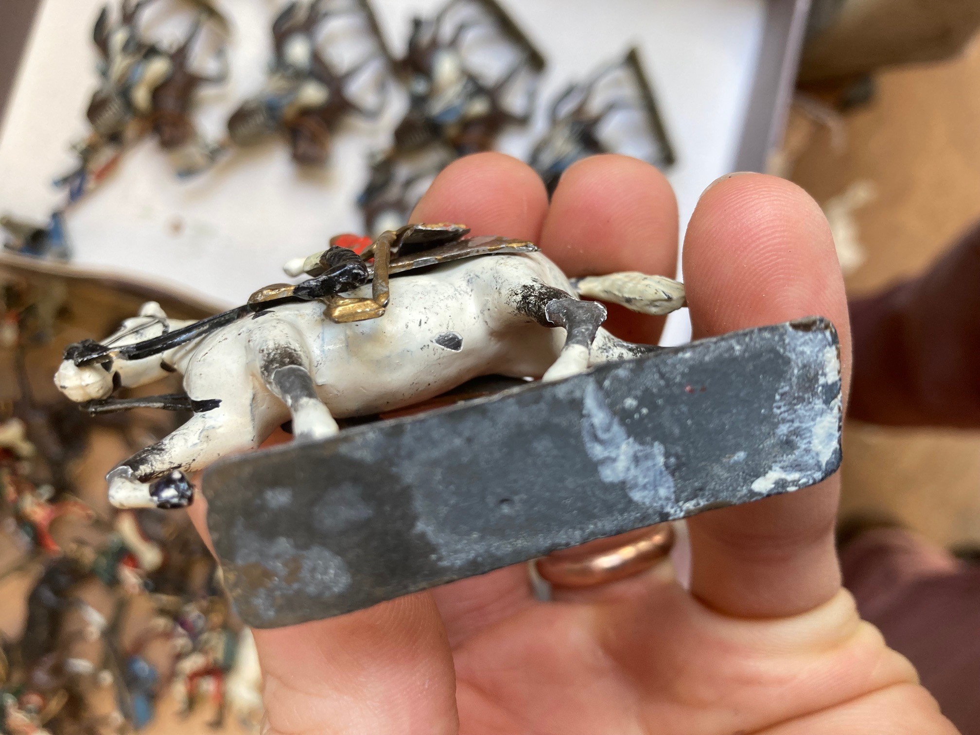 Twenty two Napoleonic mounted soldiers of unknown make, solid cast figures, 80 millimetres, include Image