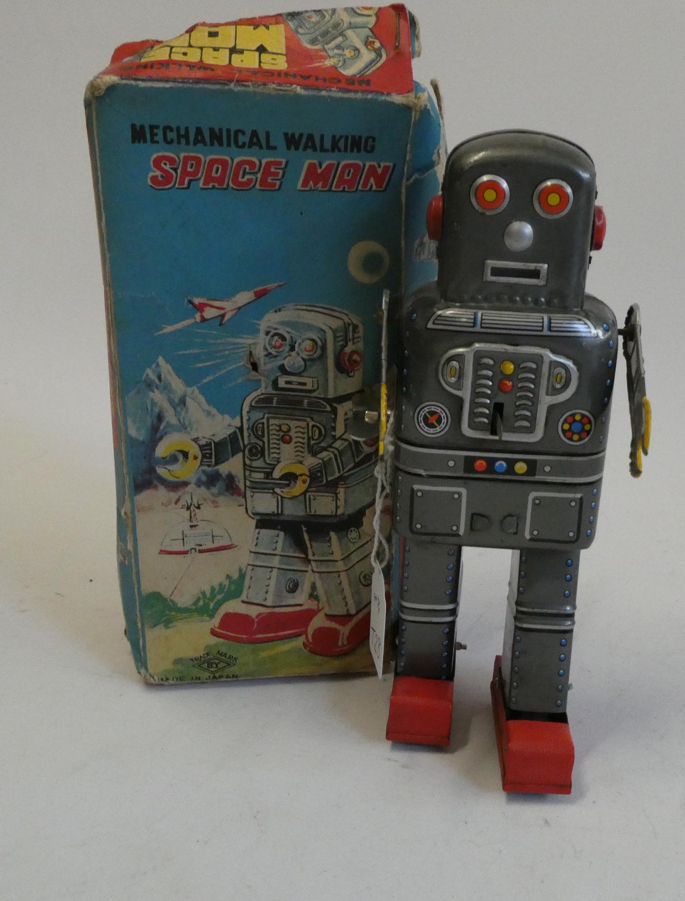 Yoneya Clockwork mechanical walking space man. Tested in good working order. Robot condition Image