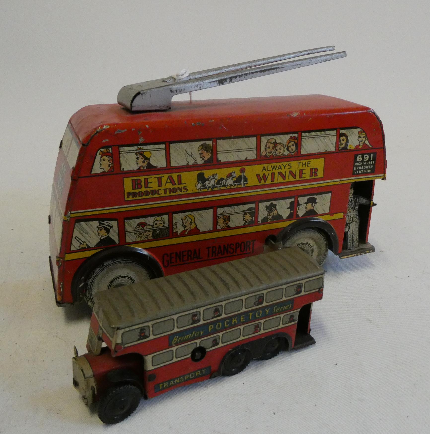Bento clockwork general transport trolley bus, some minor scratching on tin plate printing, overall Image