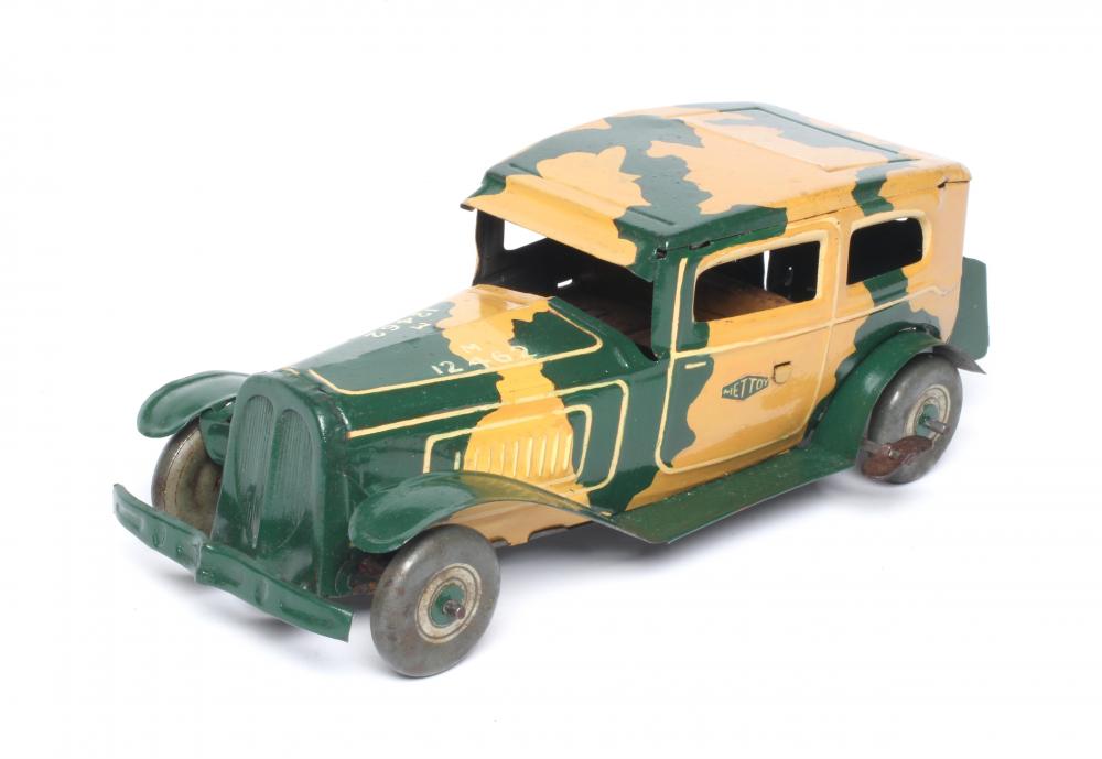 Wells/Mettoy clockwork saloon car with hand painted camouflage finish, fair Image