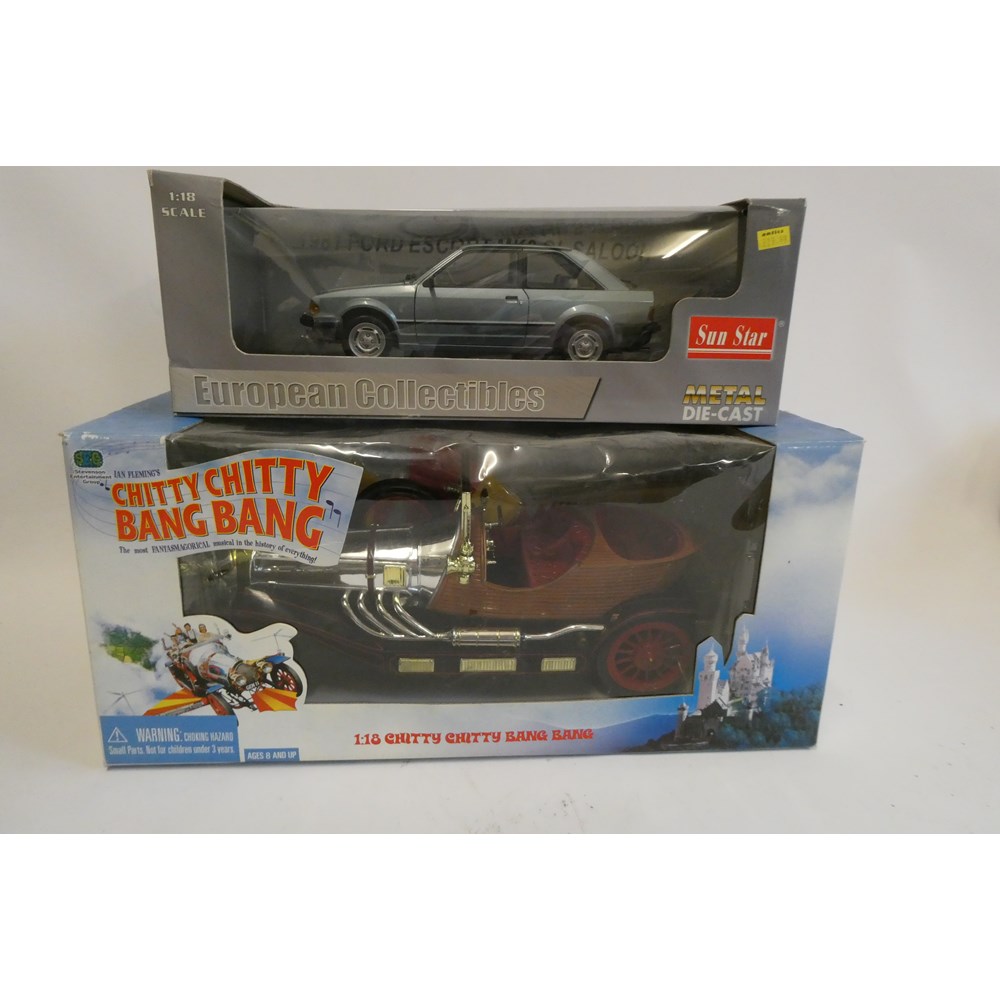 1:18th scale Chitty Chitty Bang Bang car, boxed, excellent and Sunstar 118th scale Ford Escort MK3 Image