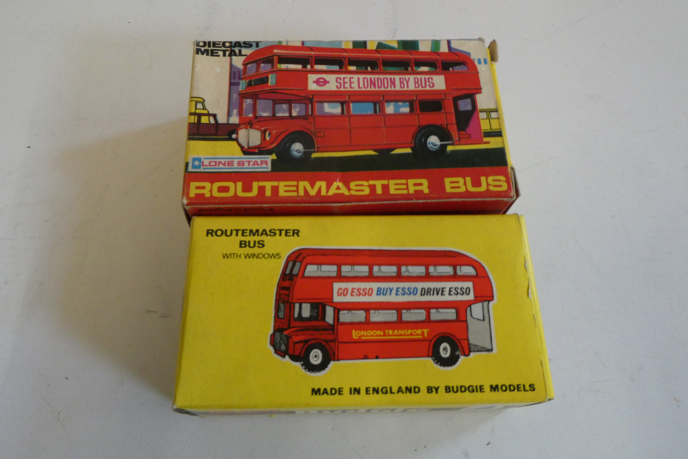Two Route Master buses comprising 236 Budgie Model and Lone Star model, both items boxed, excellent Image