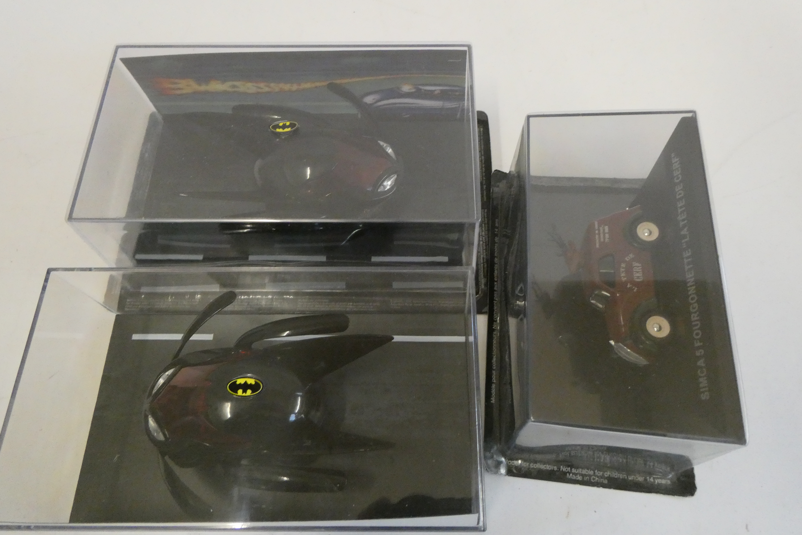 Chinese made 1/43rd scale Simca Van and two Batman and RobinfFuturistic aircraft, all items boxed, Image
