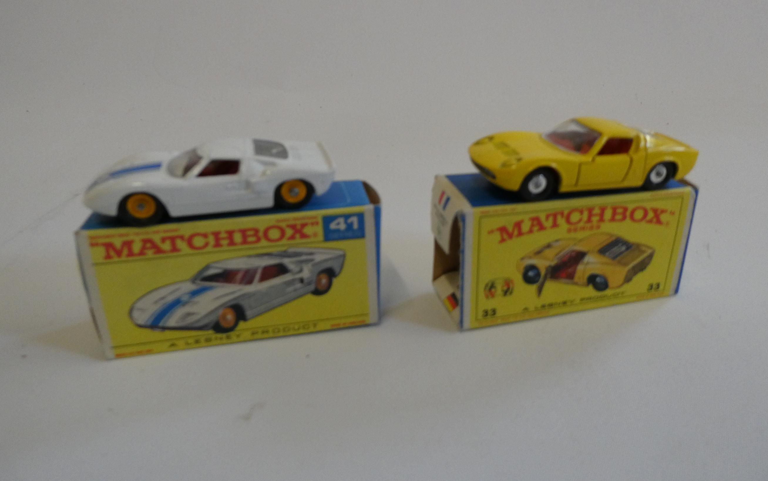 Matchbox 30 3 Lamborghini Mura P400 and Ford GT40, boxes at fault, models good to excellent Image