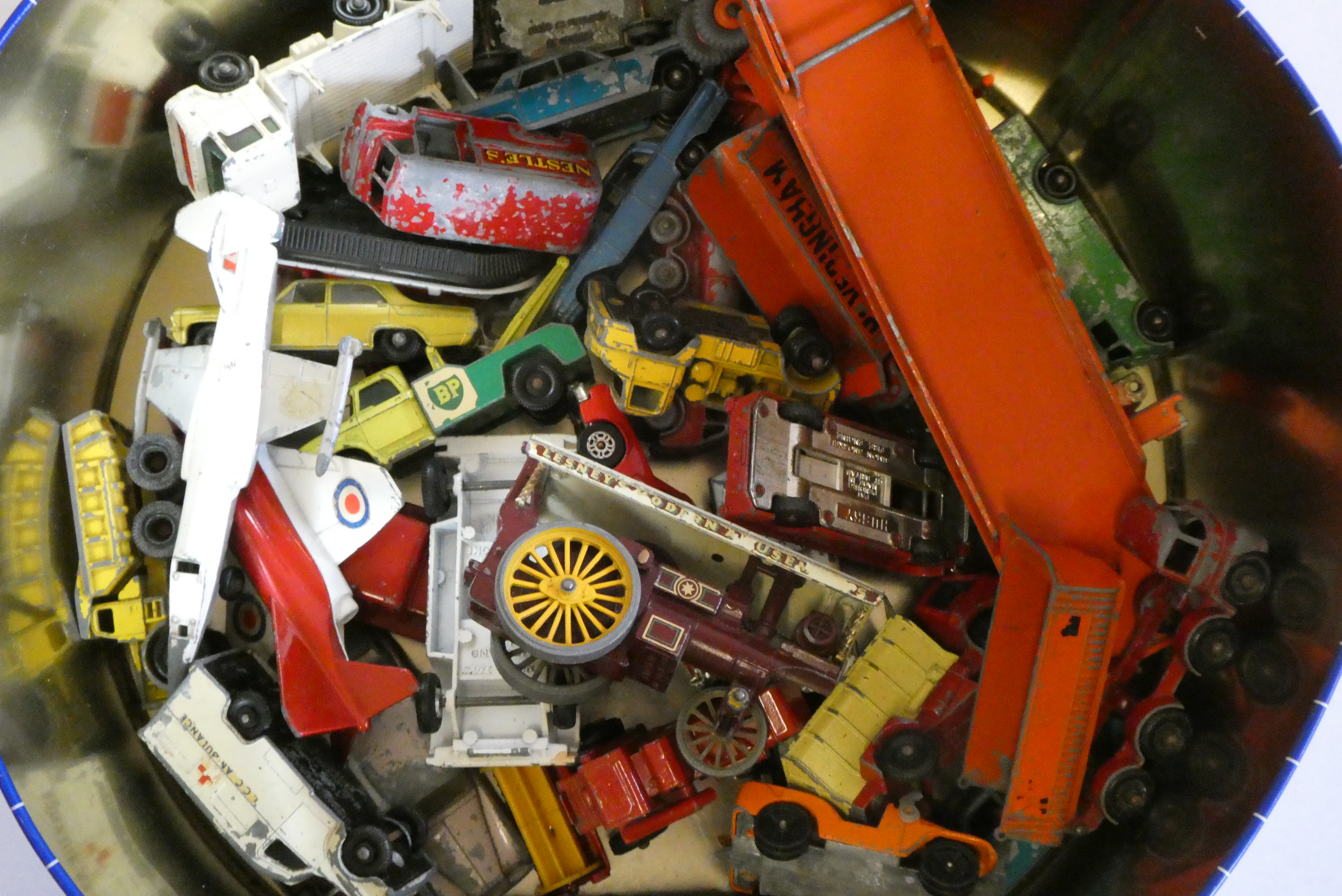 Unboxed playworn Matchbox vehicles, most items have damage or paint missing, poor Image