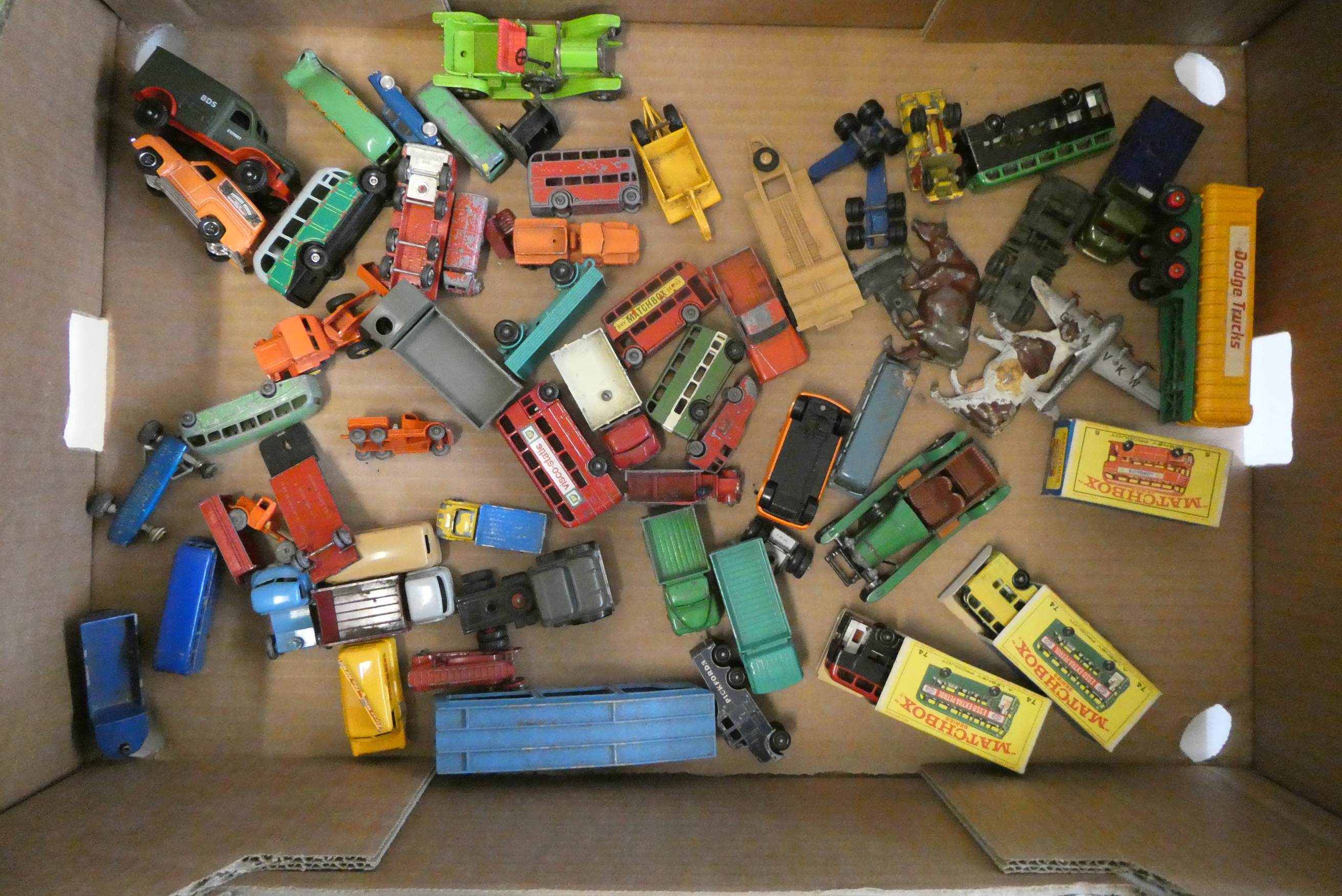 Unboxed playworn Matchbox vehicles, some items damaged, parts missing or overpainted Image