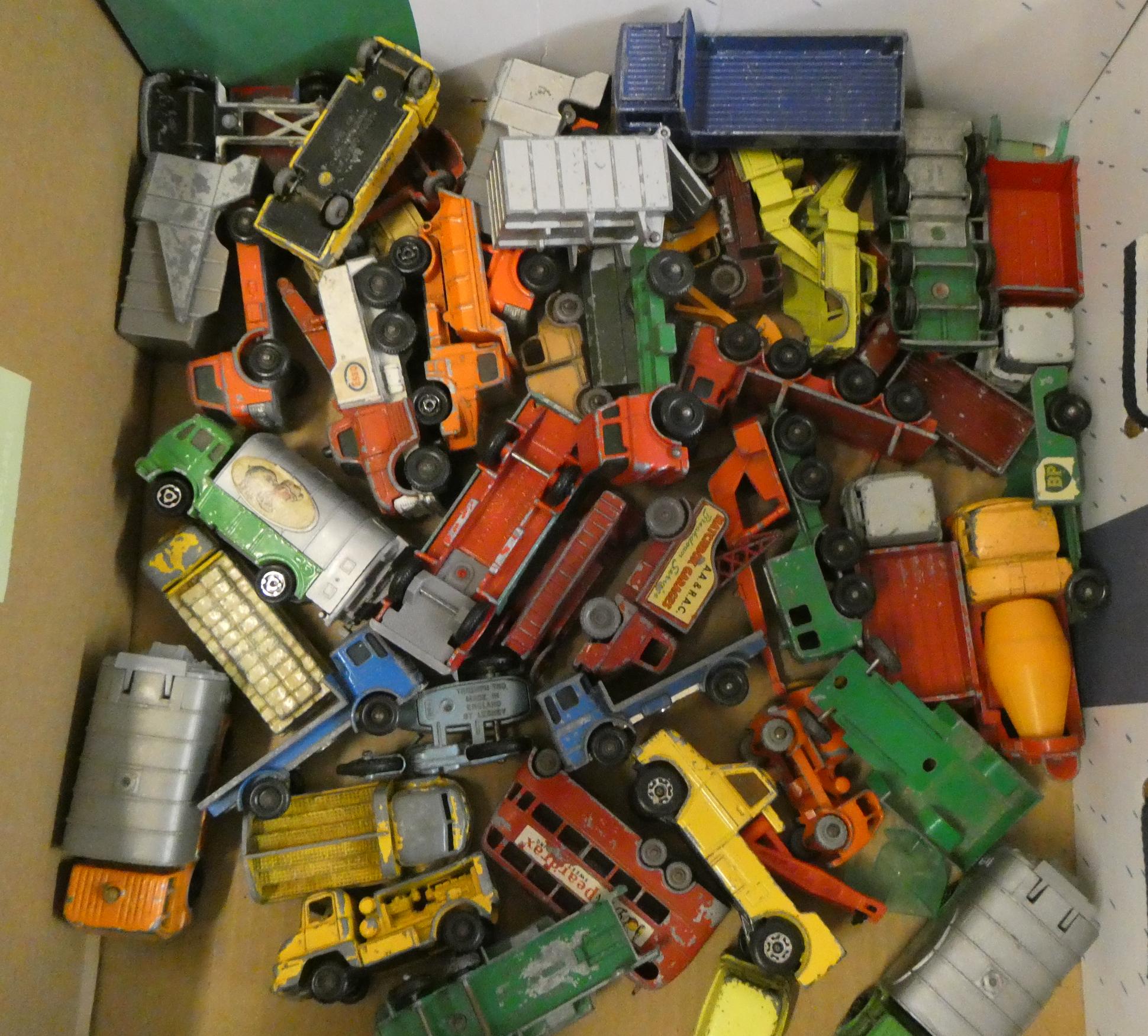 Playworn Matchbox vehicles, most items have some damage or paint loss, poor Image