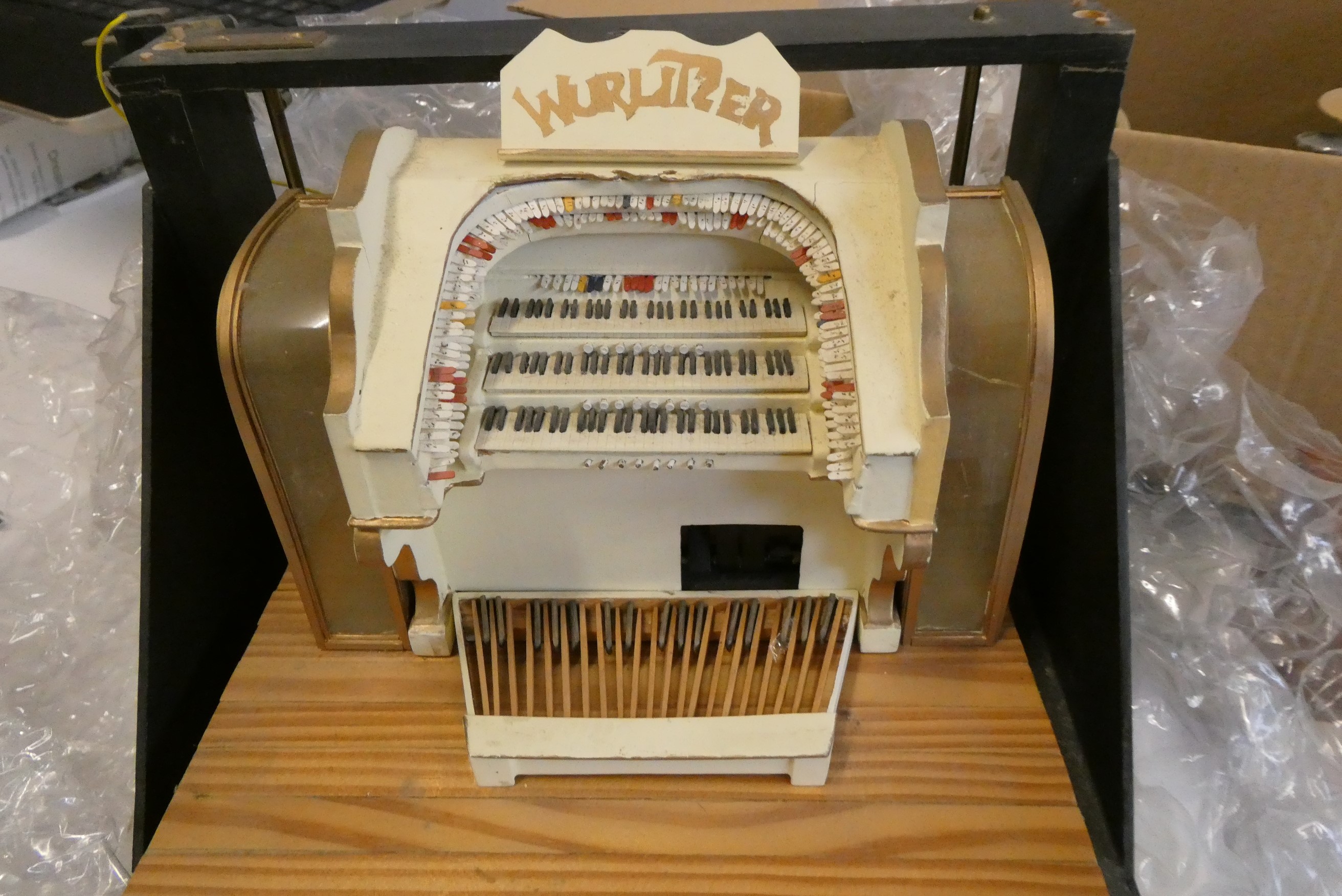 A large collection of doll's house musical room and associated items, including a model Wurlitzer Image