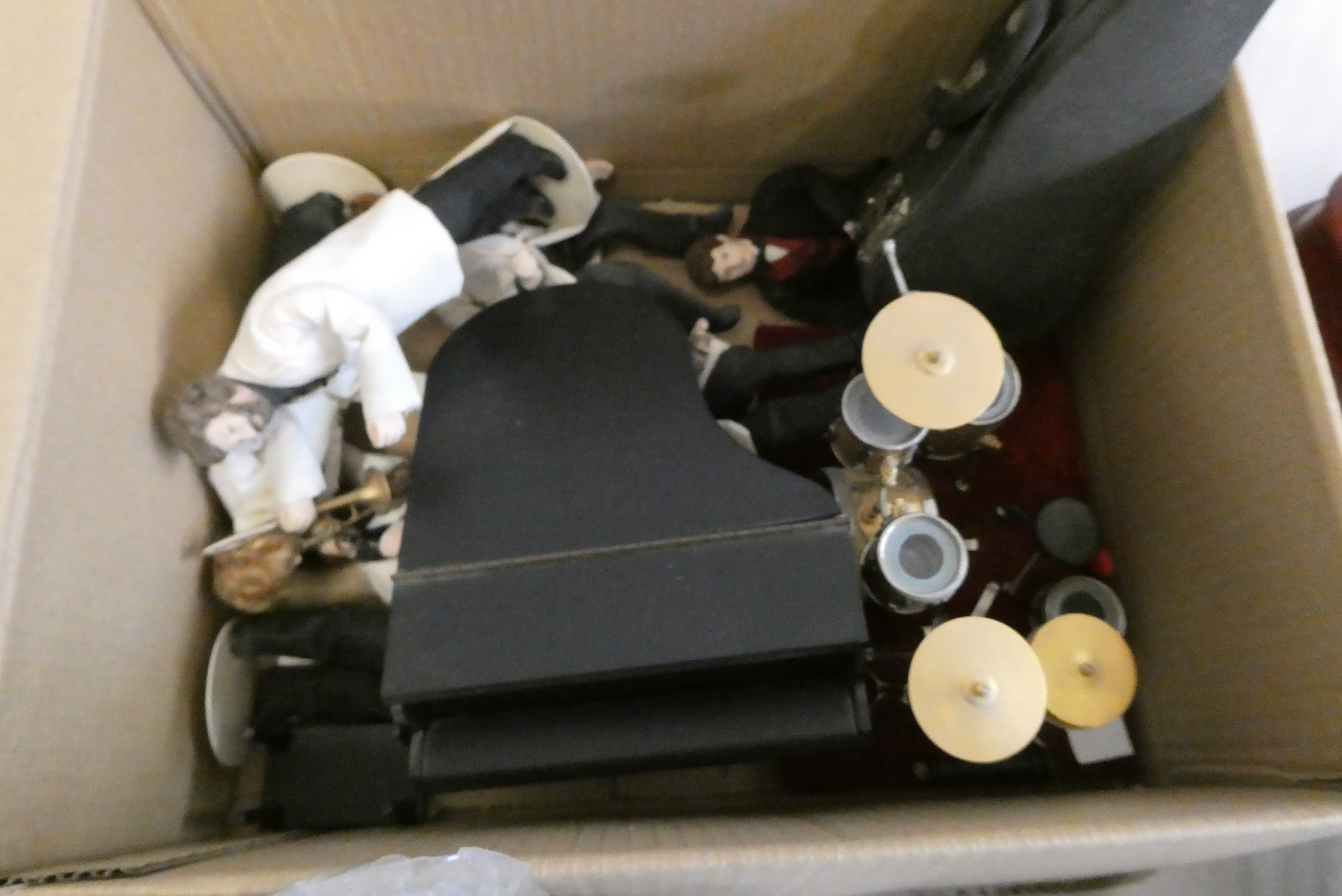 A large collection of doll's house musical room and associated items, including a model Wurlitzer Image