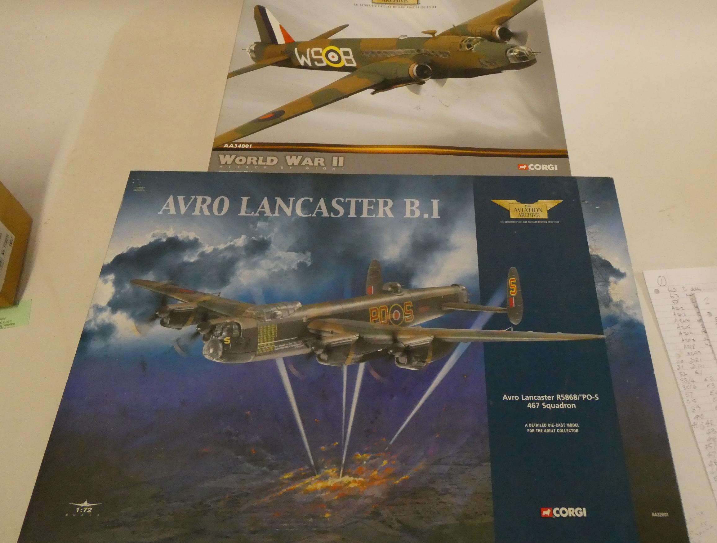 Corgi Aviation Archive Wellington MK1a and Avro Lancaster 467 Squadron, both items boxed, good to Image