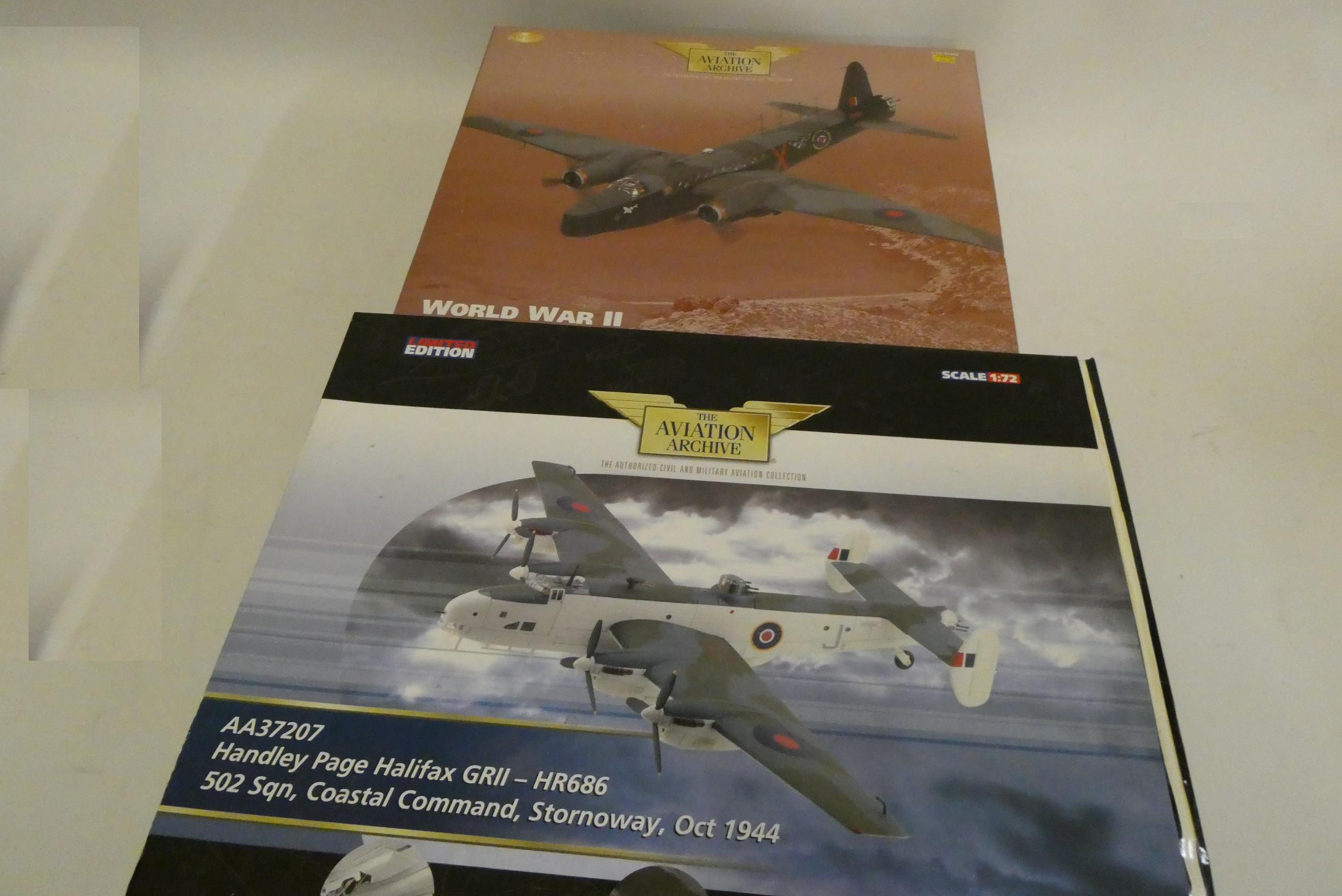 Corgi Aviation Archive HP Halifax Stornoway 1944 and Wellington Mk VIII Malta 1941, both items Image