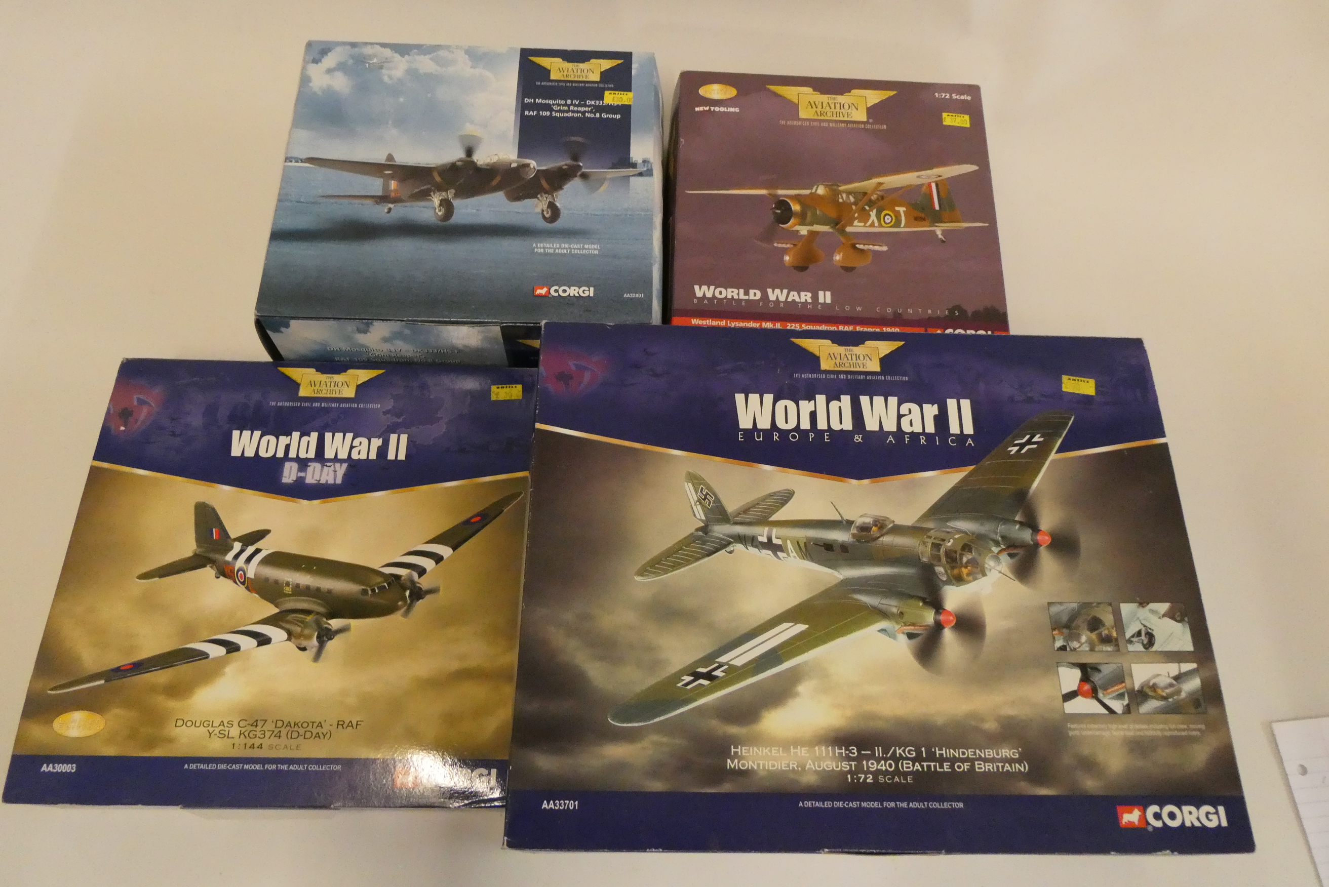 Corgi the Aviation Archive Westland Lysander Mark 2, DH Mosquito BIV Grim Reaper Douglas C47 Image