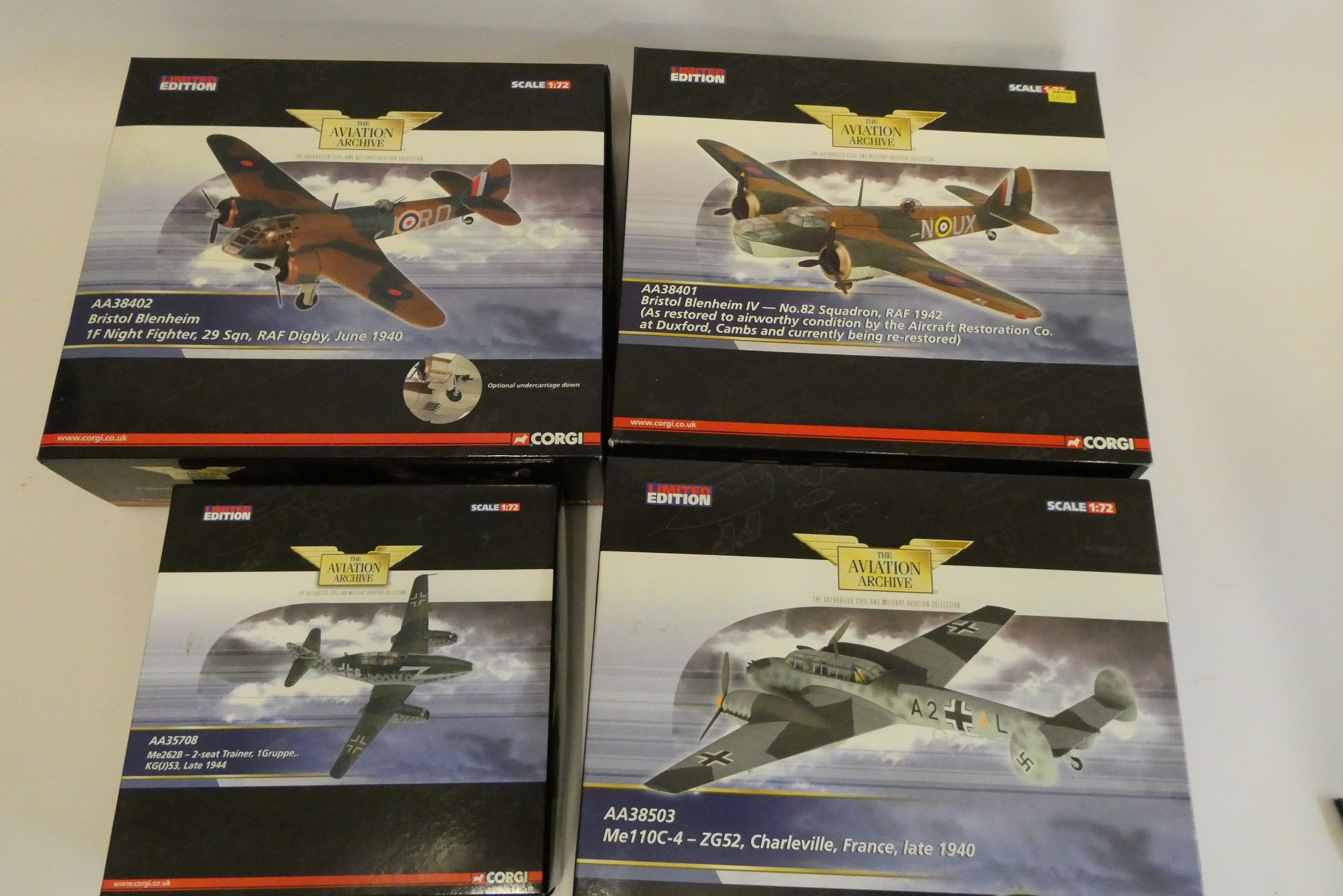 Corgi Aviation Archive ME26 2B two seat trainer ME, 110C,T52 Bristol Blenheim IV 82 Squadron and Image