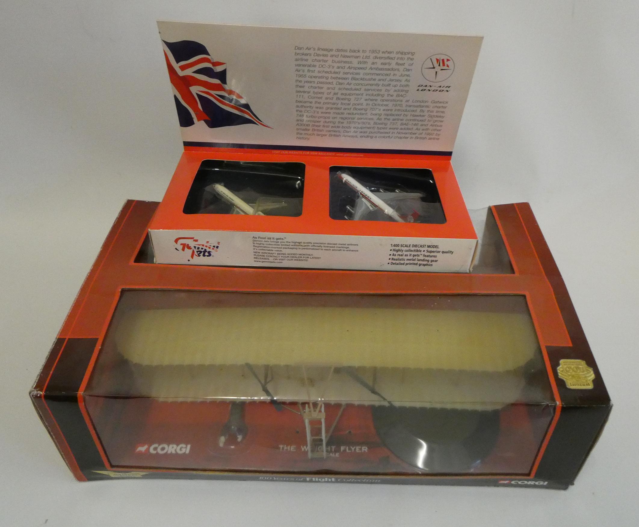 Corgi the Wright Flyer and Dan-Air London Boeing Aircraft, both items boxed, good to excellent Image