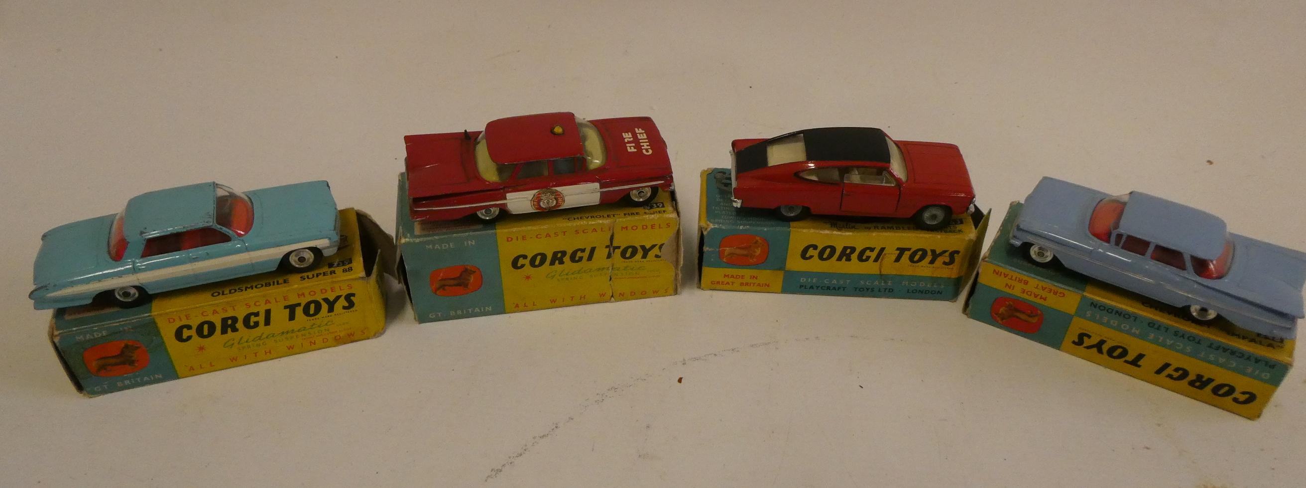 Corgi 263 Marlin Sports fastback, box poor, model good, 235 Oldsmobile Super 88, box poor, model Image