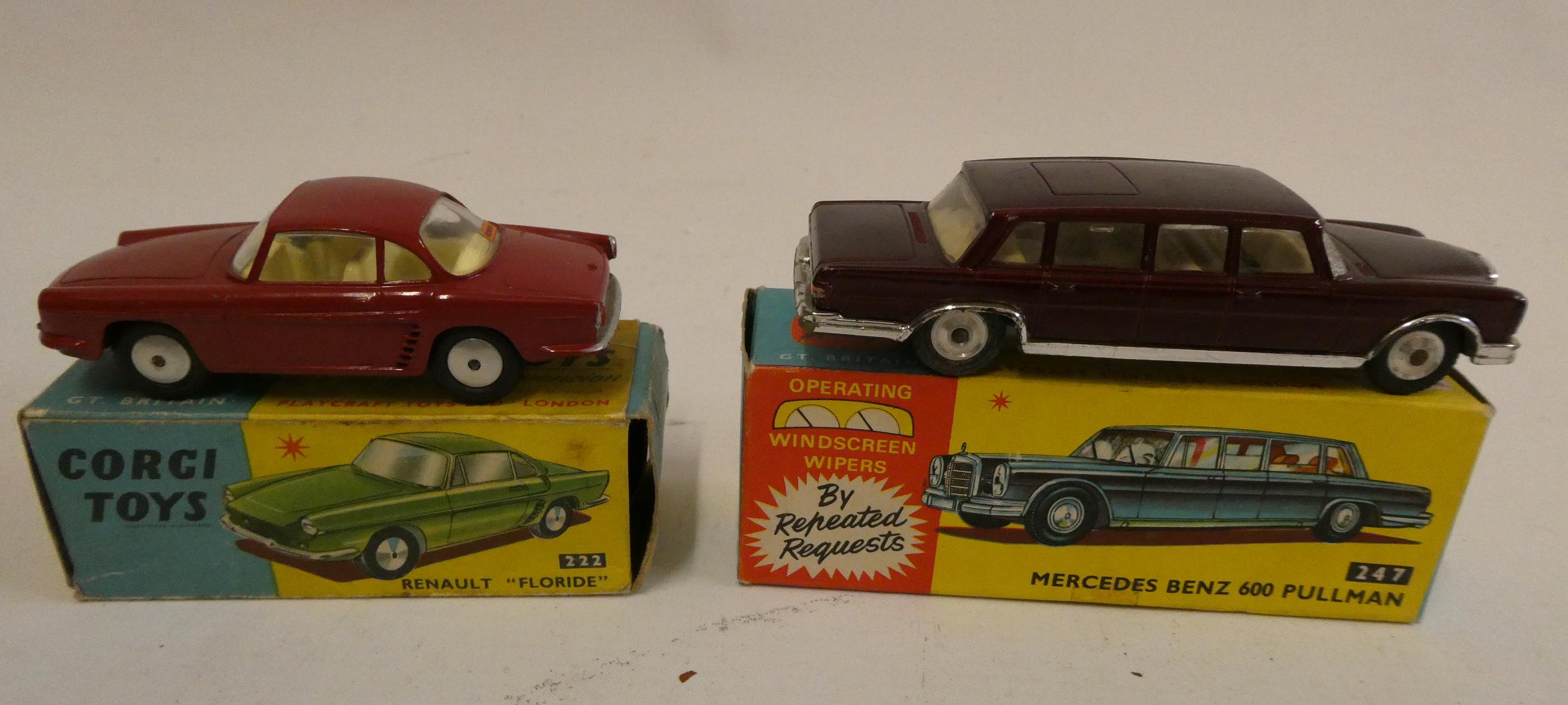Corgi 222 Renault Floride, model good and a 247 Mercedes Benz 600 Pullman, box good, model good Image