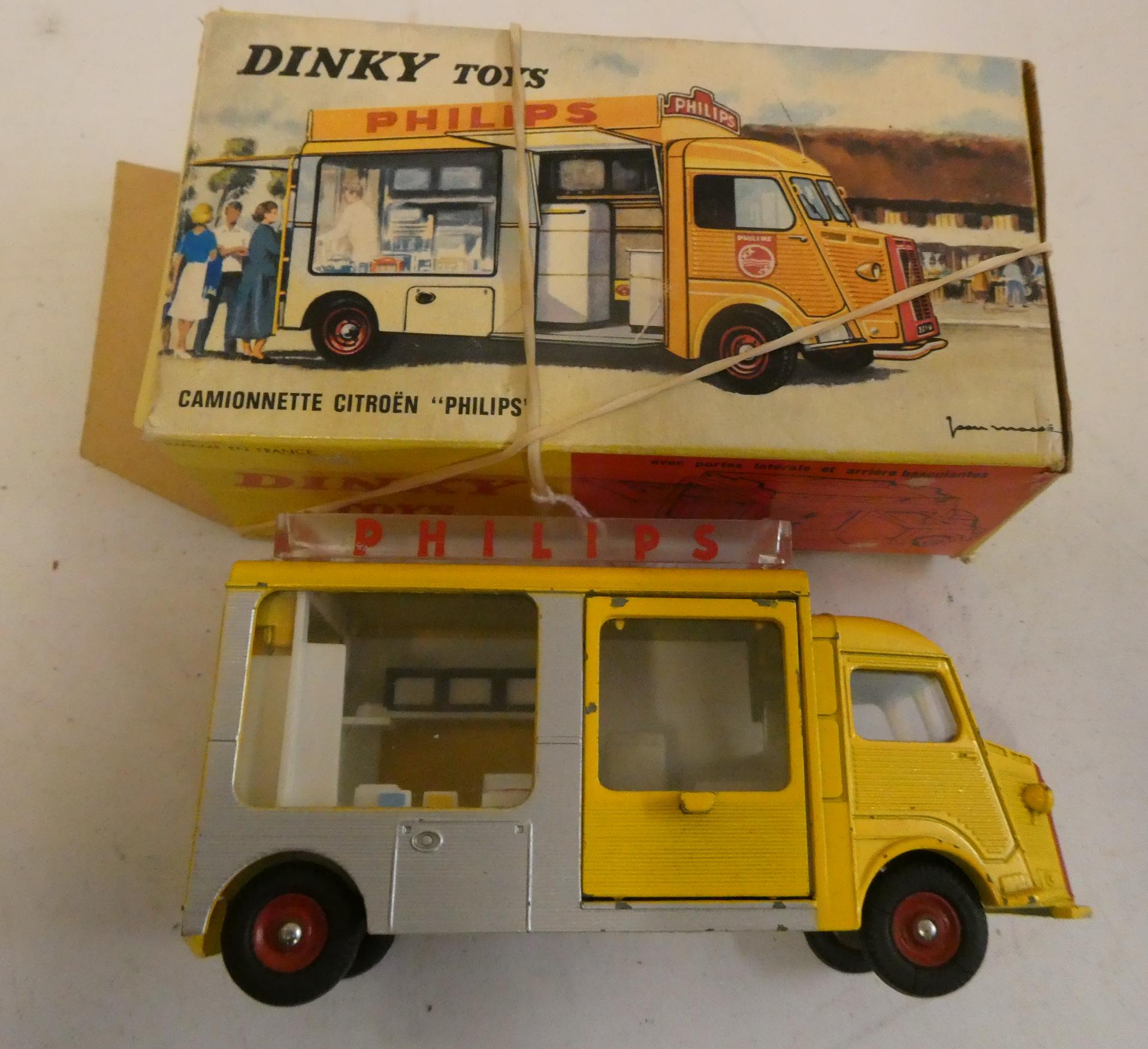 Hard to find French Dinky, 587 CITROEN H display van Phillips, yellow picture box has one end flap Image
