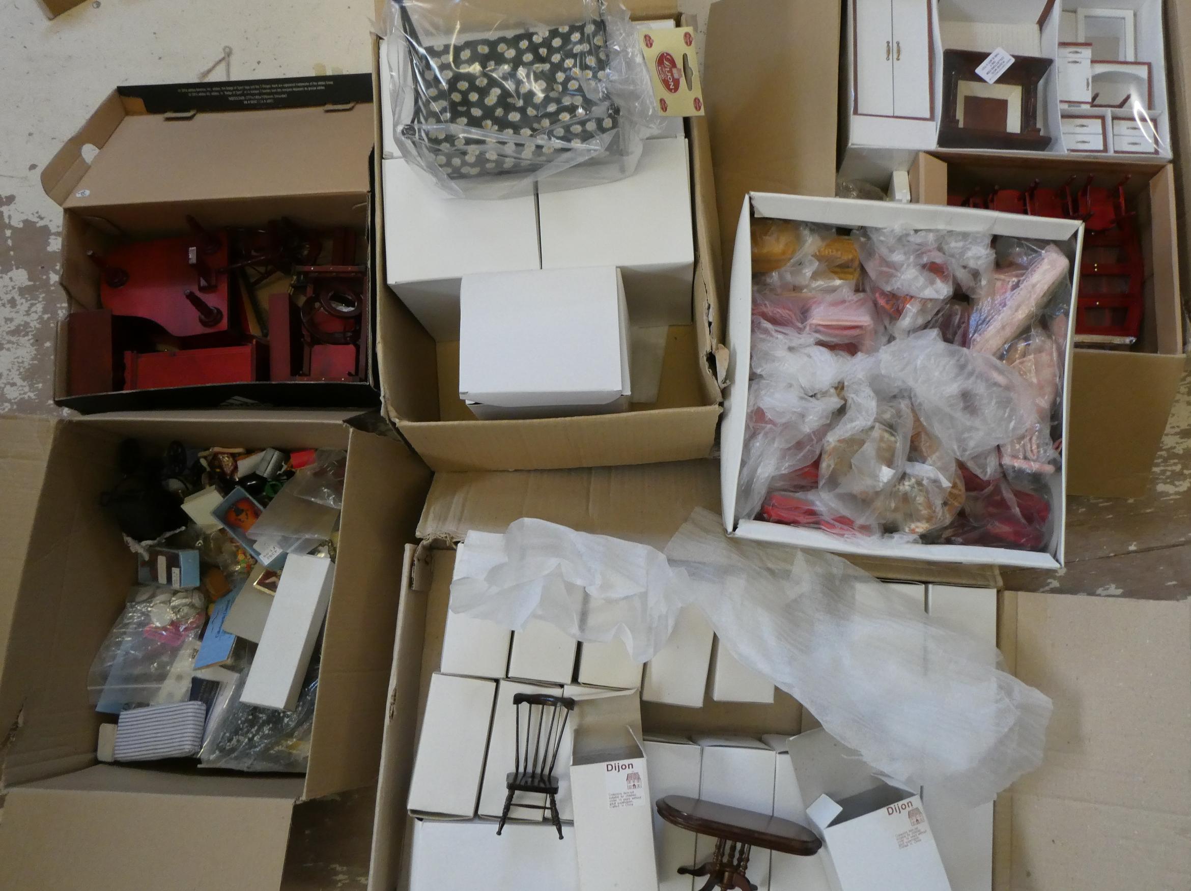 6 boxes of dolls house furniture and accessories Image