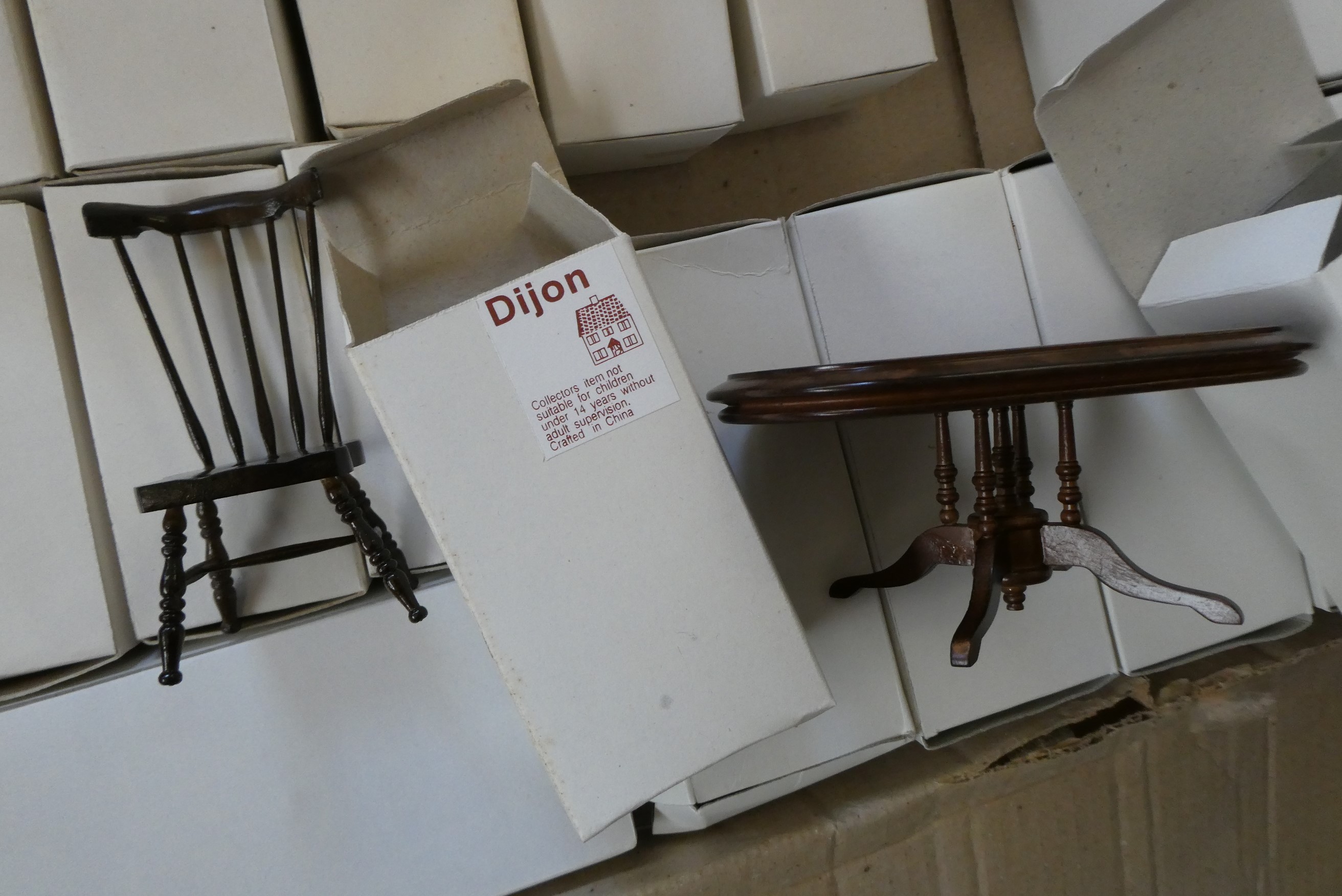 6 boxes of dolls house furniture and accessories Image