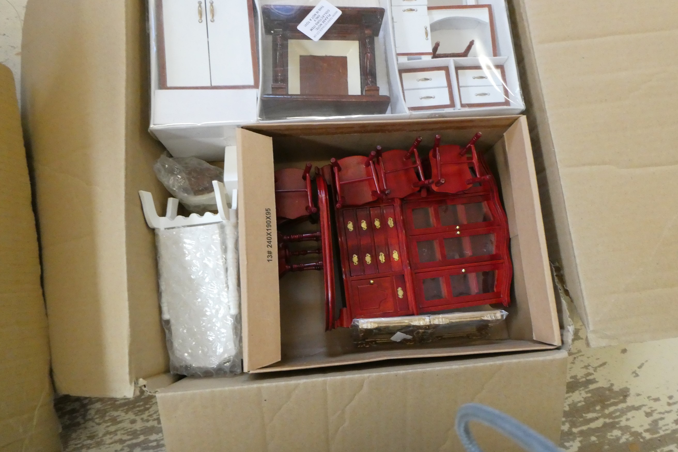 6 boxes of dolls house furniture and accessories Image