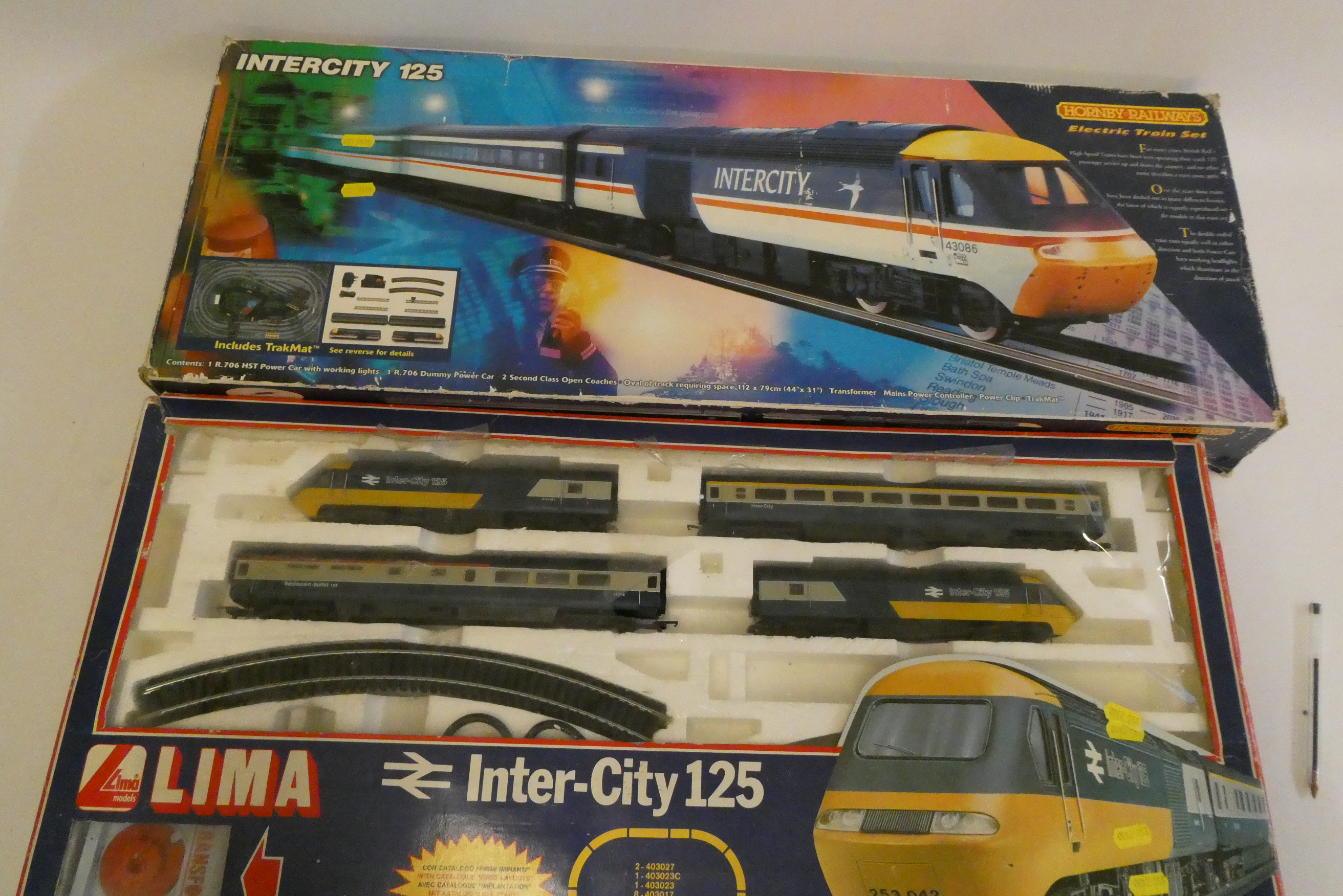 Hornby Margate Intercity 125 Train Set and Lima Intercity 125 Train Set, both items boxed, fair Image