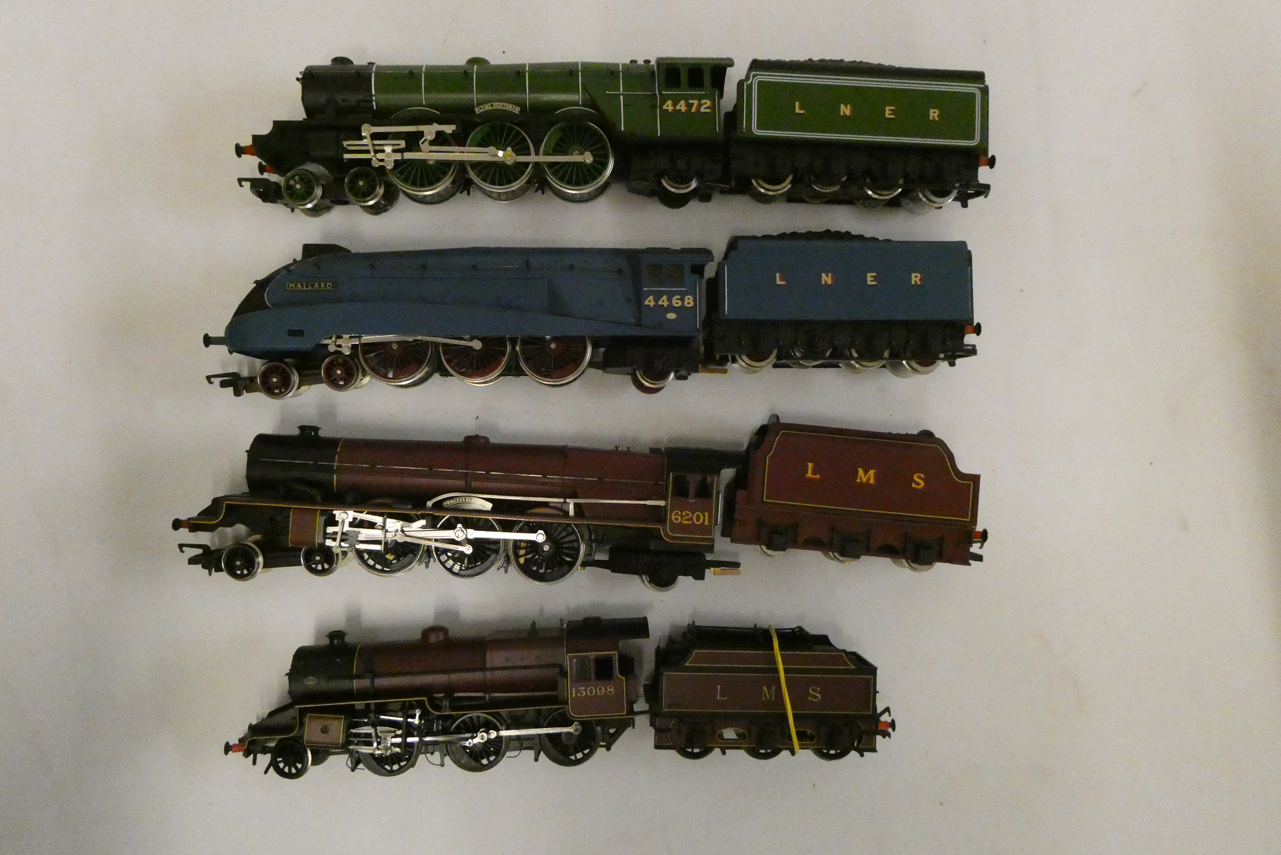 Hornby LNER Flying Scotsman, LNER Mallard, LMS Princess Elizabeth and LMS Crab, all items unboxed, Image