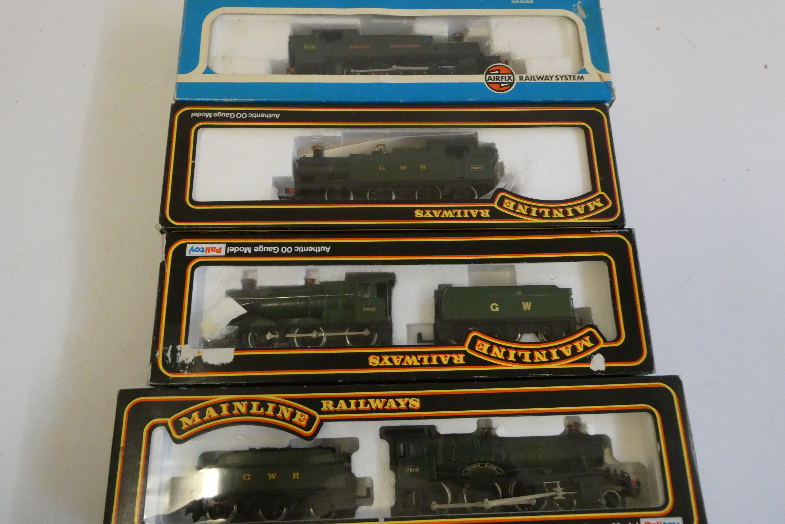 Four GWR locomotives by Mainline and Airfix comprising Hinton Manor, Prairie tank, Class 6600 and Image