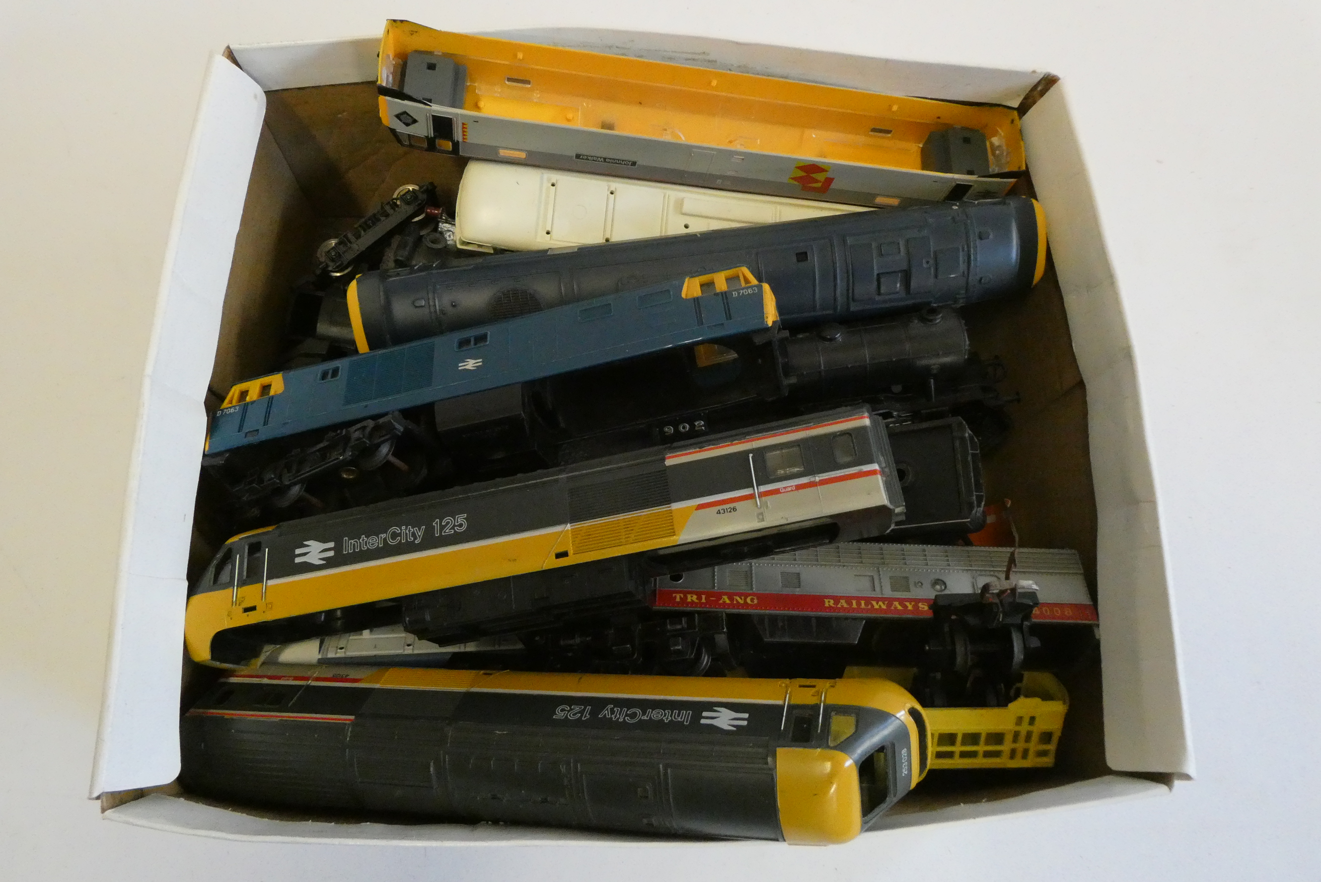Playworn locomotive bodies and spare parts by Triang, Hornby and others, fair to poor Image