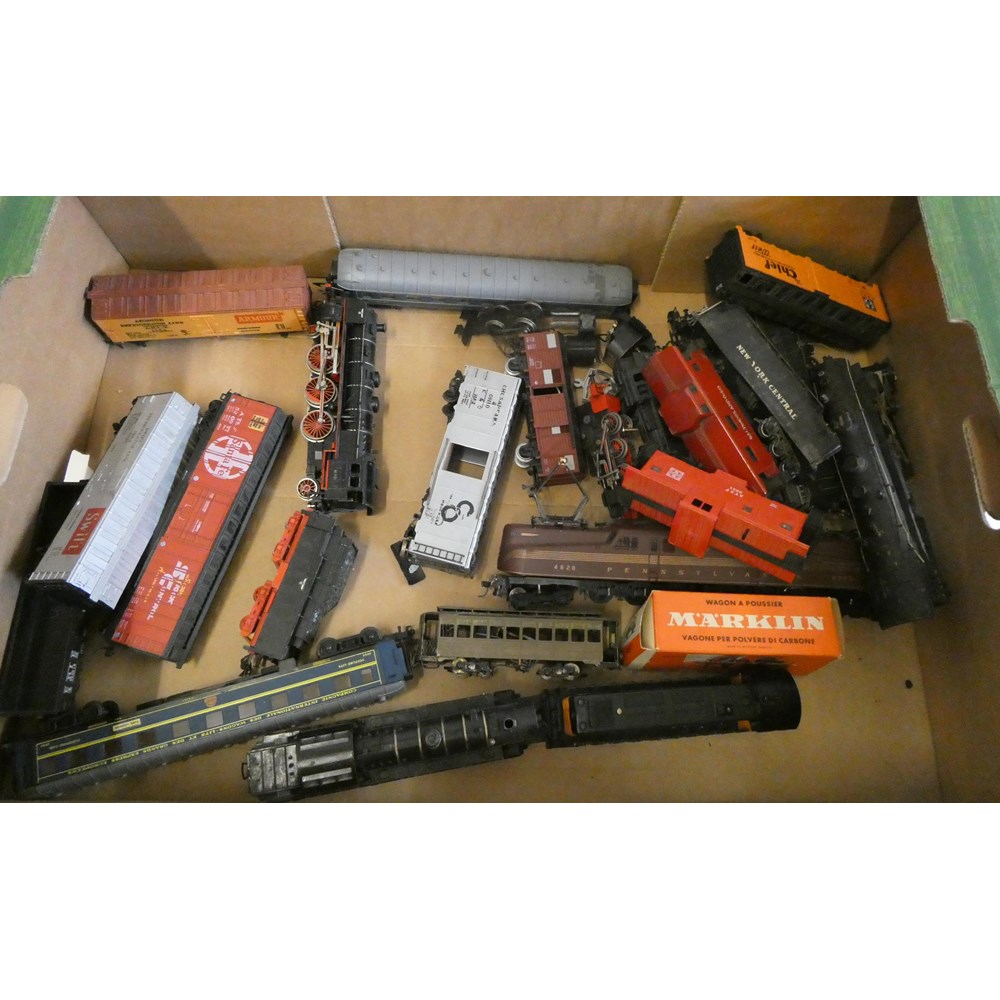 Unboxed playworn Continental and American locomotives and wagons by Fleischmann and others, some Image