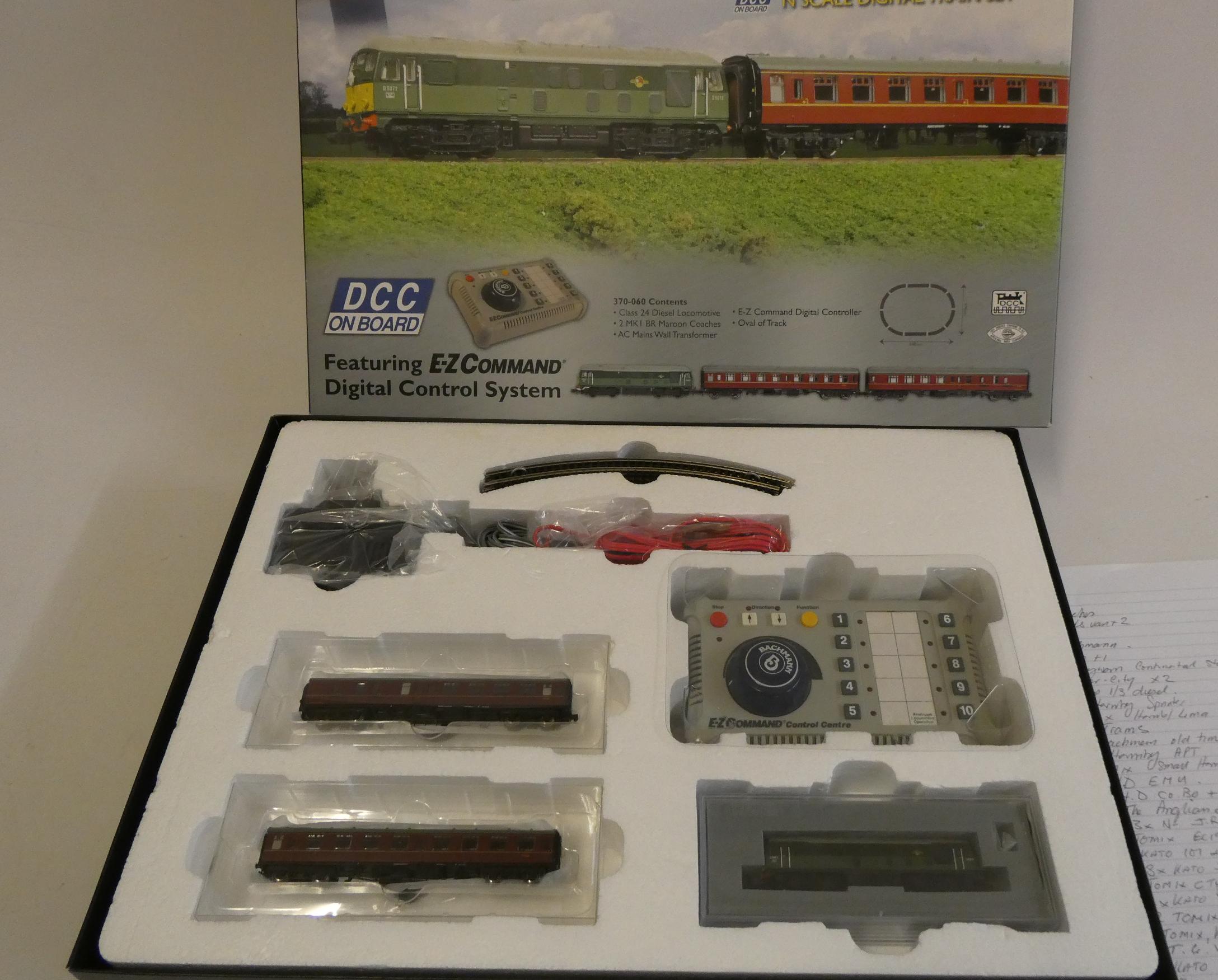 Graham Farish N gauge DCC train set with Class 24 Diesel, coaches, controller and track, boxed, Image