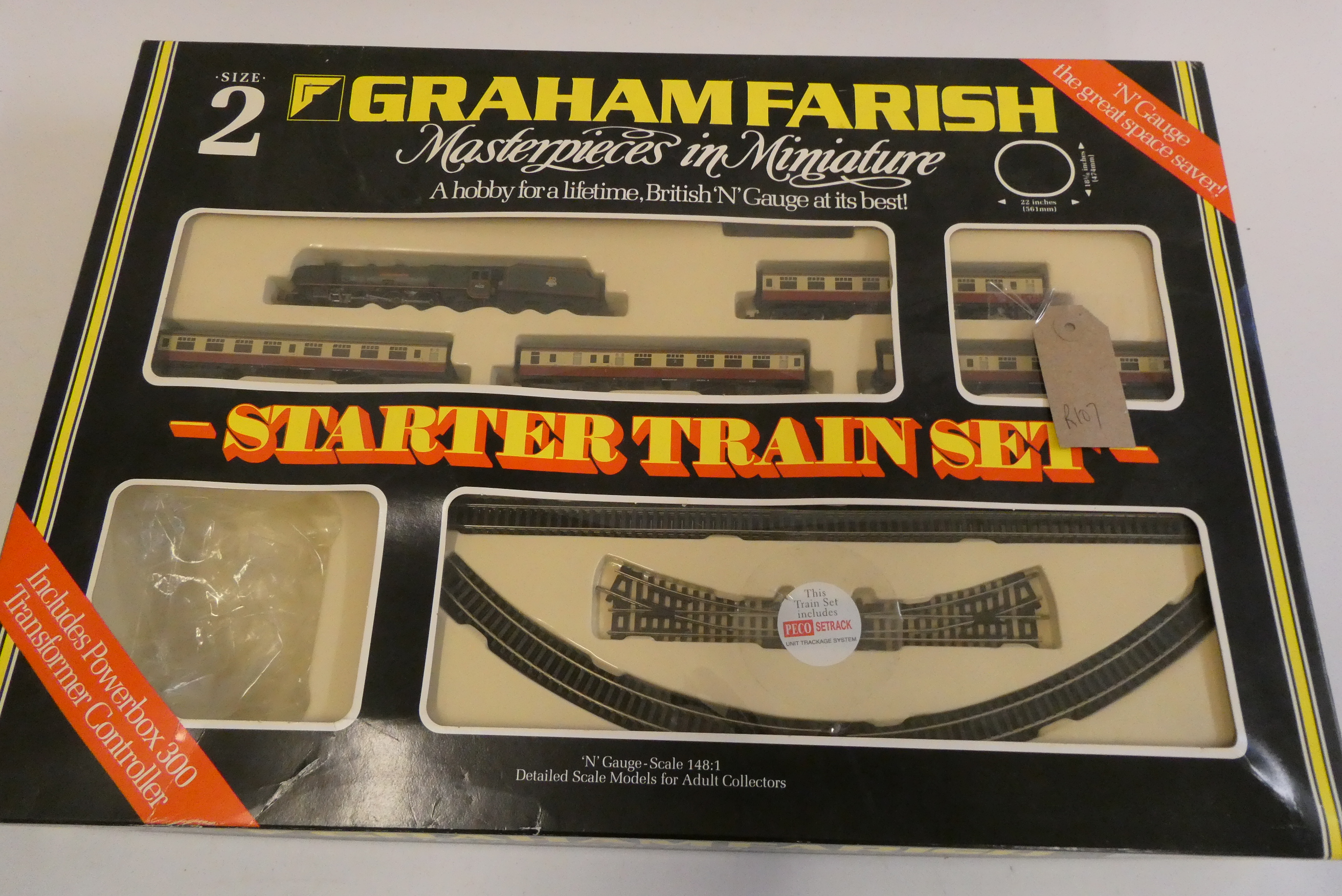 Graham Farish N gauge set with Duchess locomotive, four B.R. coaches and track, boxed, good to Image