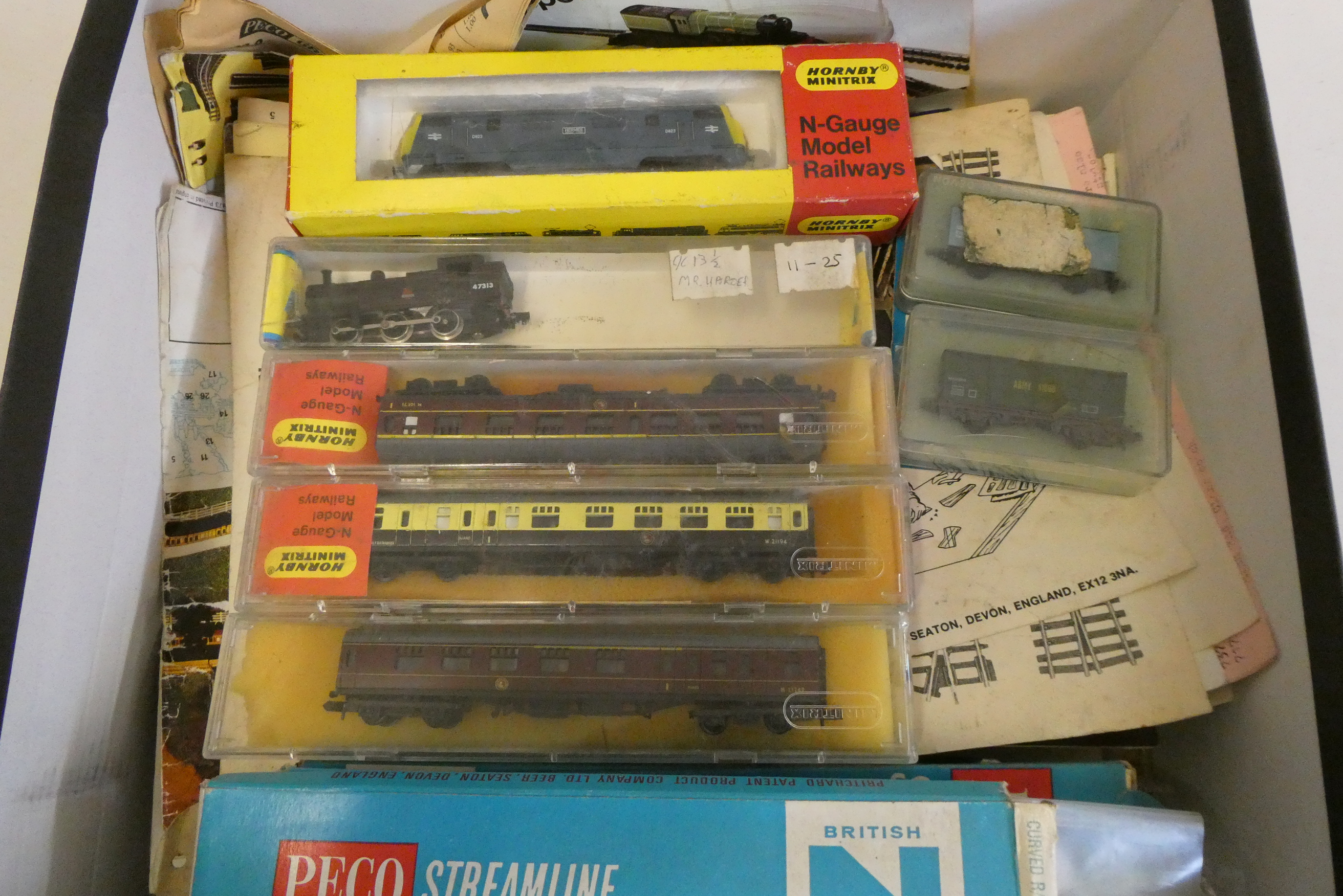 N gauge model railway items including Minitrix blue diesel Locomotives, Hermes British Railway tank Image