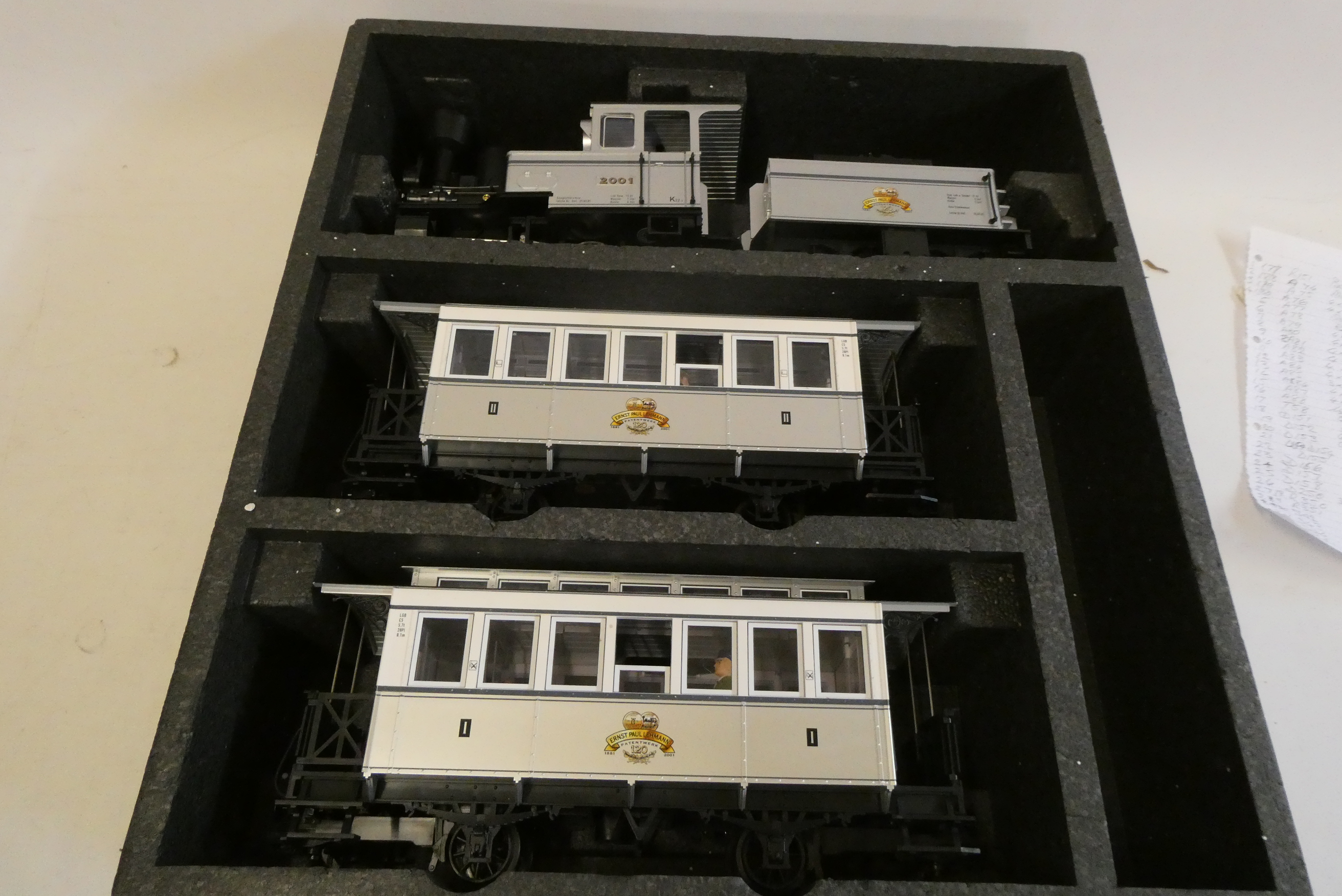 LGB Ernst Paul Lehmann Limited Edition Train Set with silver 0-4-0 locomotive and two silver Image