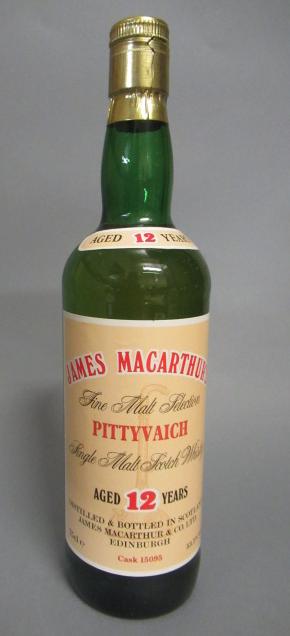 One bottle James Macarthur's Pittyvaich 12 year old single malt whisky Image