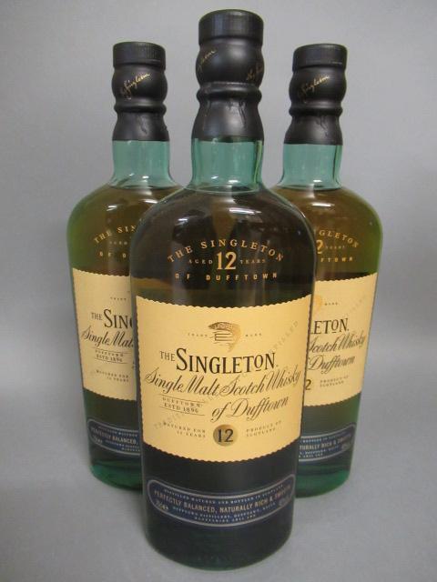 Three bottles Singletons 12 year old single malt whisky (Est. plus 21% premium inc. VAT) Image