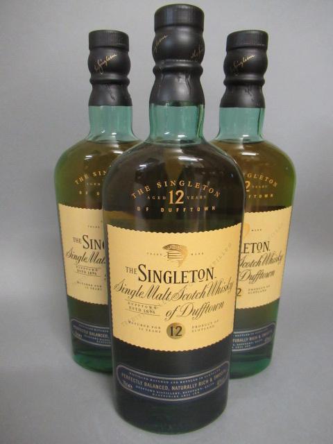 Three bottles Singletons 12 year old single malt whisky (Est. plus 21% premium inc. VAT) Image