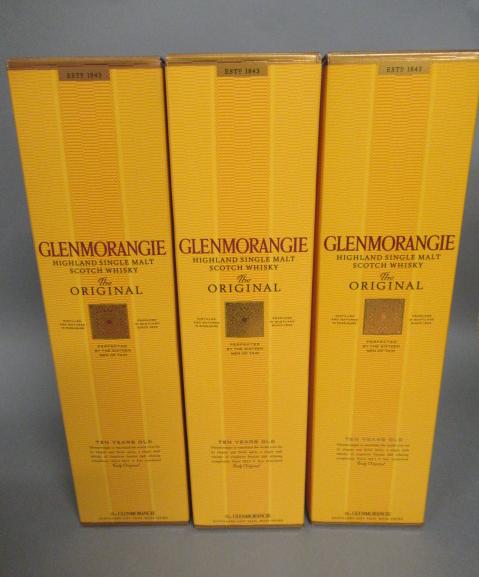 Three bottles Glenmorangie 10 year old "The Original" single malt whisky Image