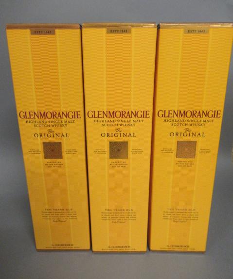 Three bottles Glenmorangie 10 year old "The Original" single malt whisky Image