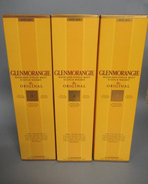 Three bottles Glenmorangie 10 year old "The Original" single malt whisky Image