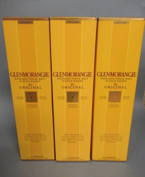Three bottles Glenmorangie 10 year old "The Original" single malt whisky Image