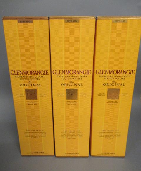 Three bottles Glenmorangie 10 year old "The Original" single malt whisky Image