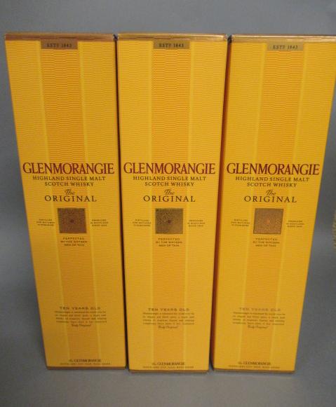 Three bottles Glenmorangie 10 year old "The Original" single malt whisky Image