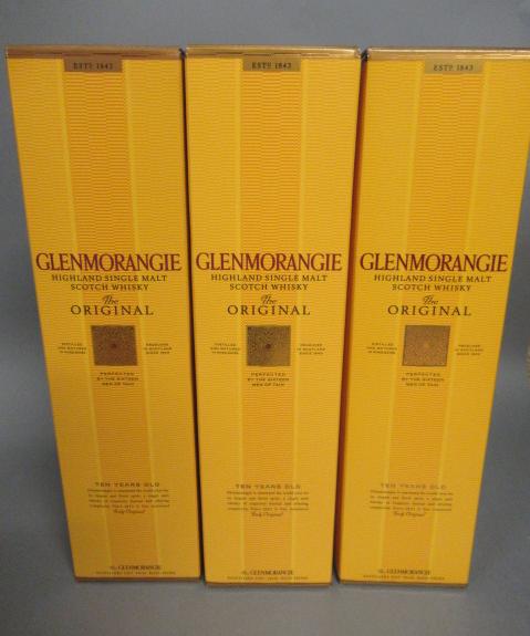 Three bottles Glenmorangie 10 year old "The Original" single malt whisky Image