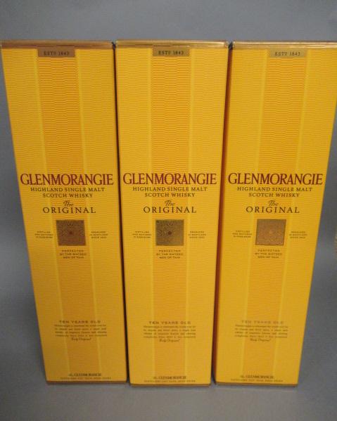 Three bottles Glenmorangie 10 year old "The Original" single malt whisky Image