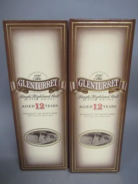 Two bottles Glenturret 12 year old single highland malt whisky Image