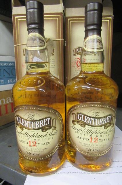 Two bottles Glenturret 12 year old single highland malt whisky Image
